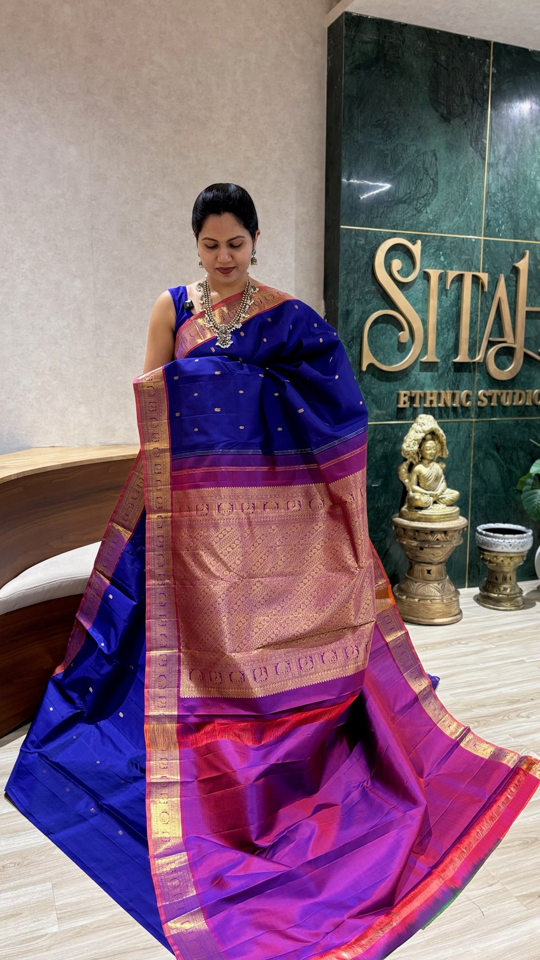 Handloom Kanchi pattu blue