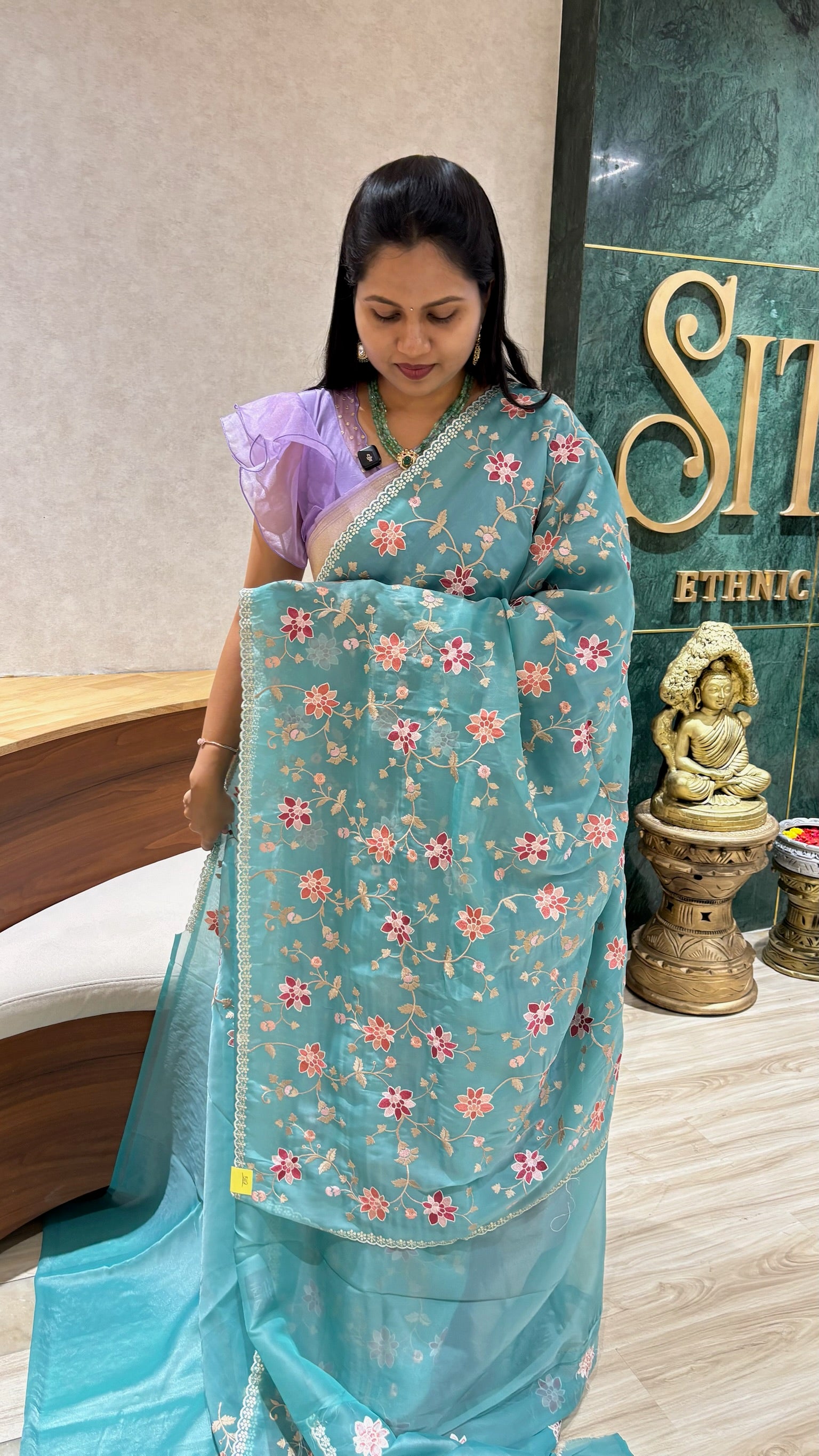 Georgette organza aqua blue