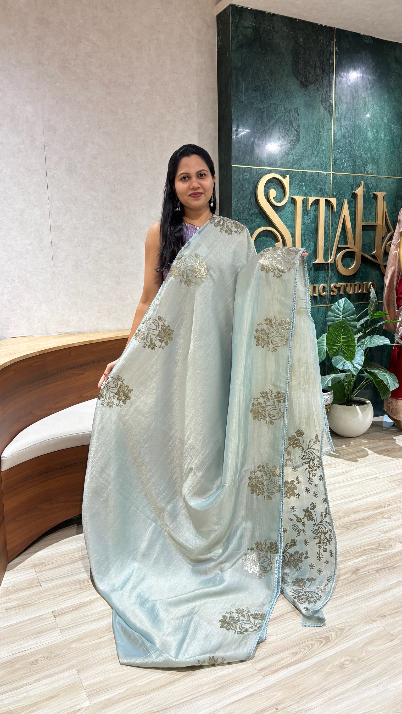 Soft Organza pastel sky  blue