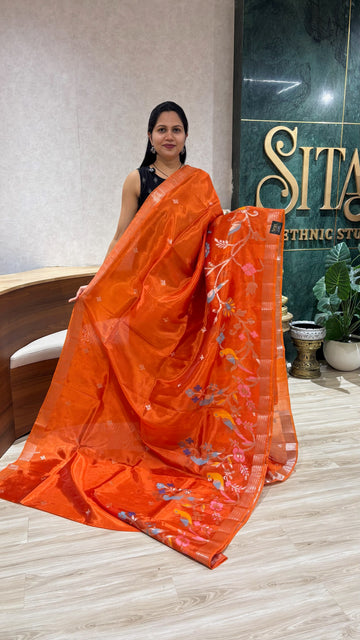 Paper silk skirt border orange