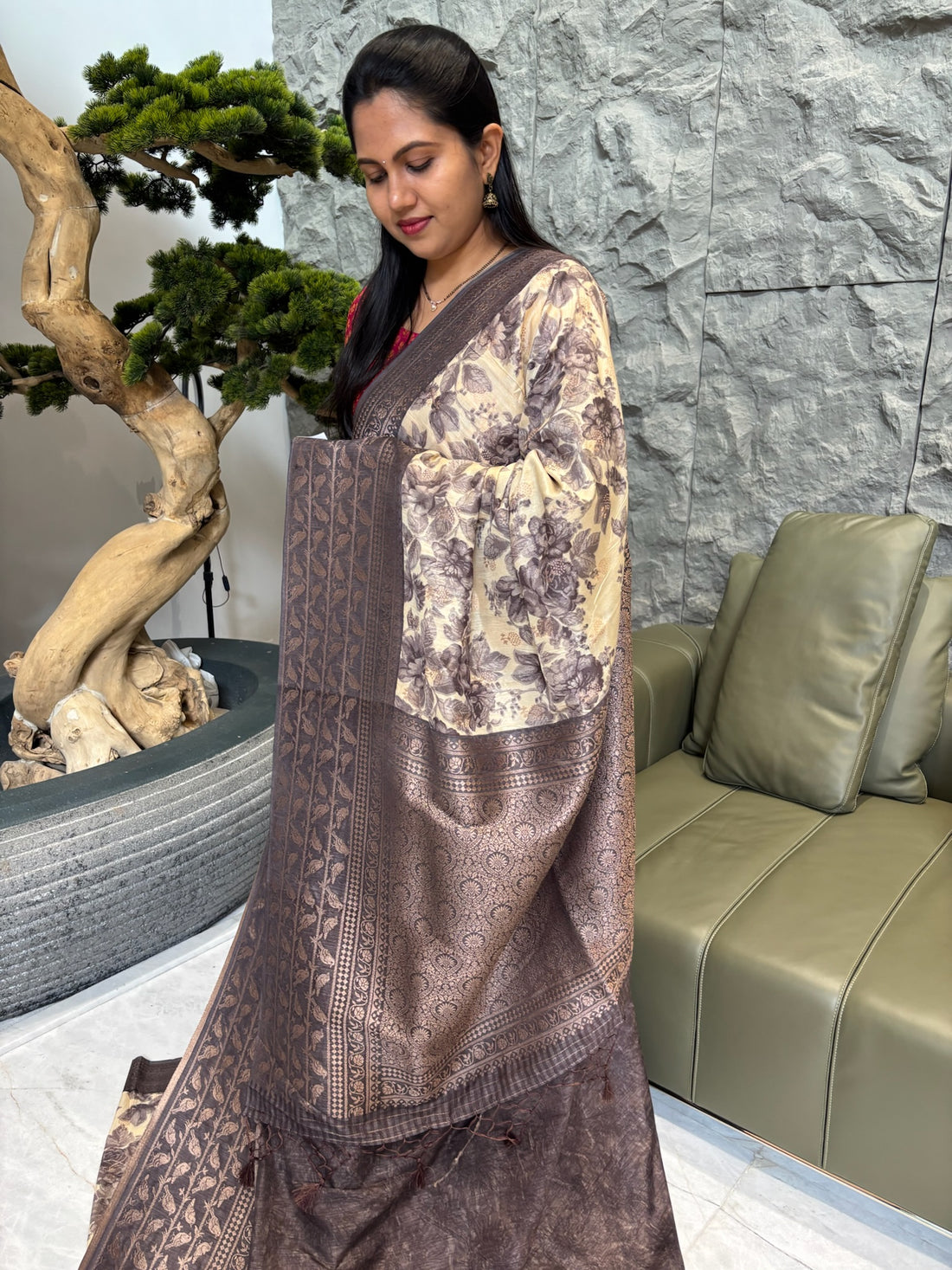 Falling chanderi grey
