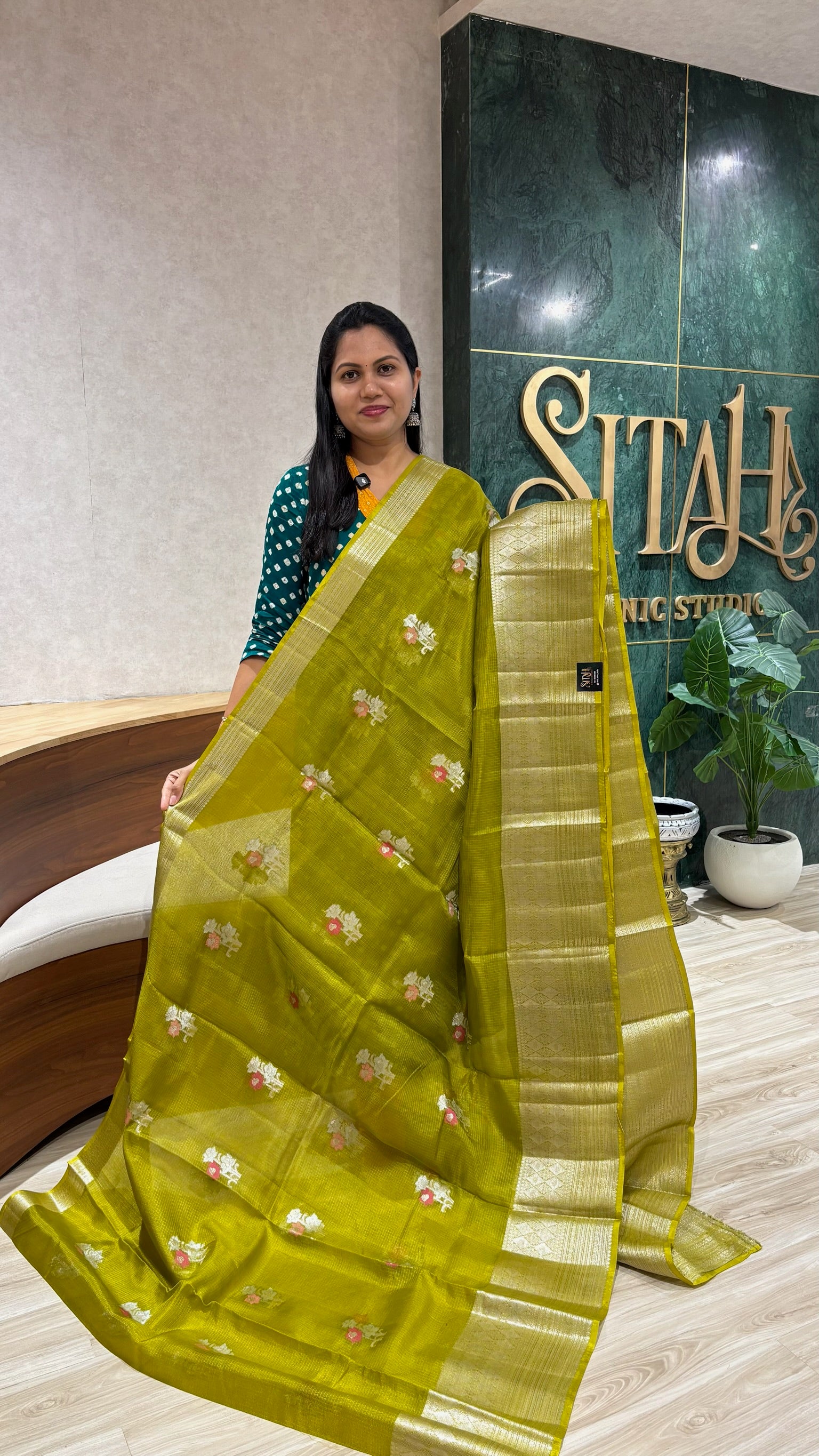 Kota silk mehndi green
