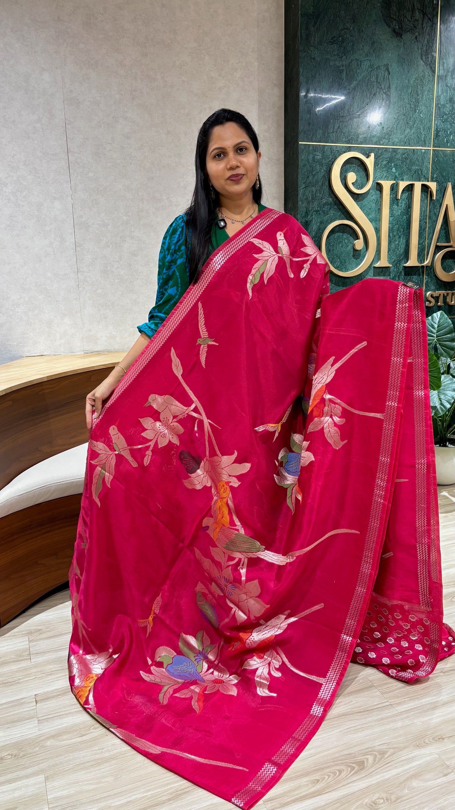 Paper silk paithani pallu