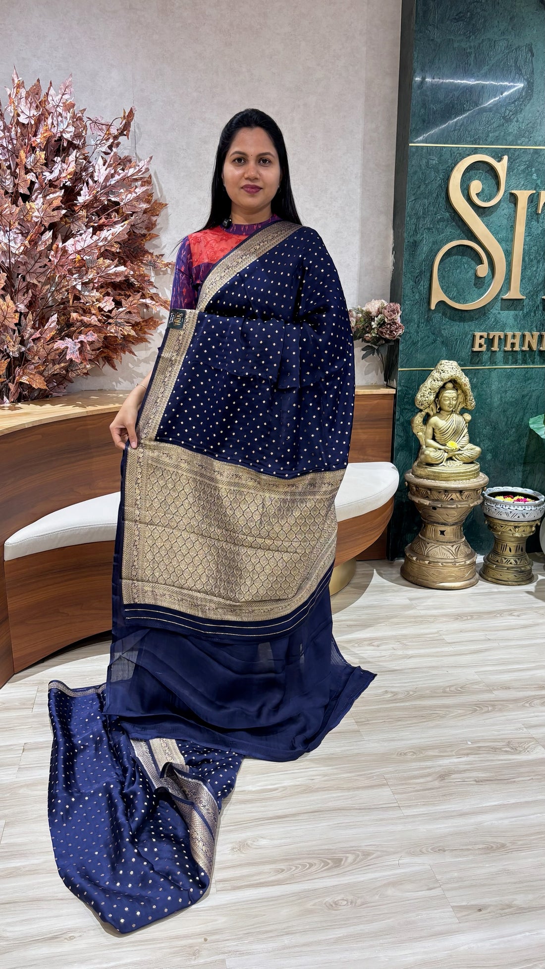 Banaras crepe navy blue