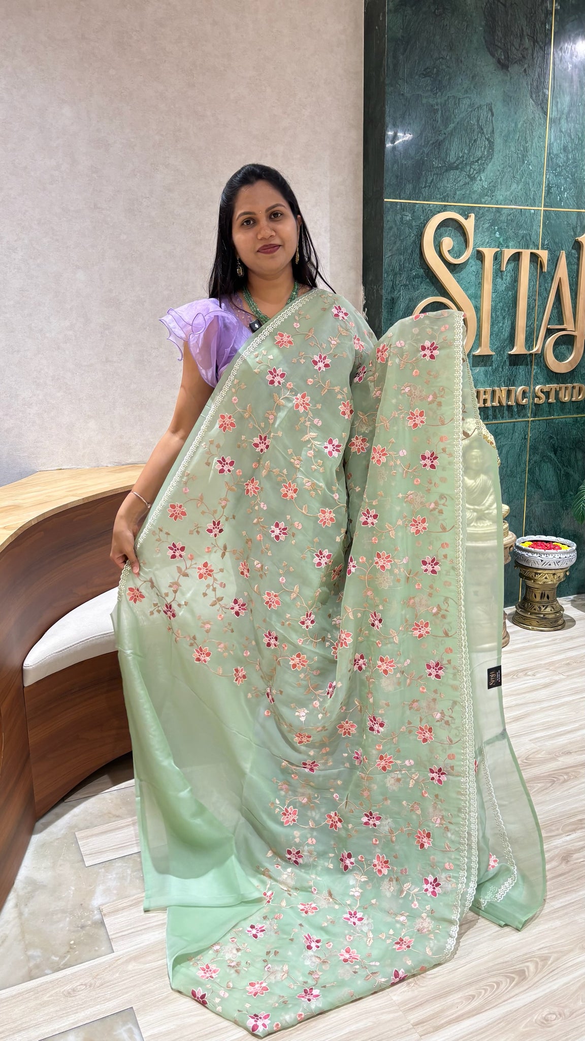Georgette organza Pista green