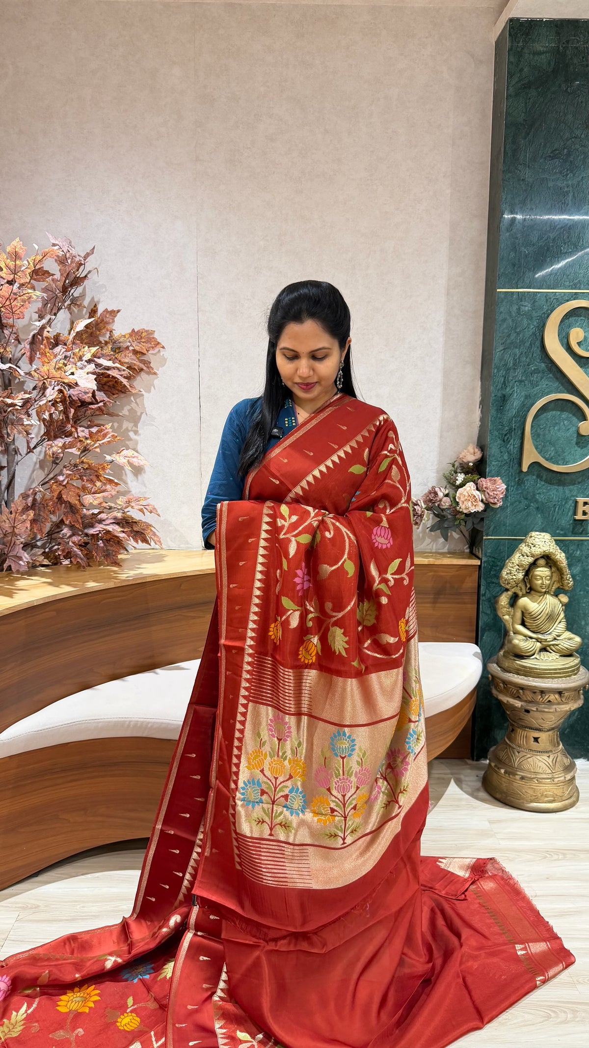 Kosa silk jhamdani rustorange