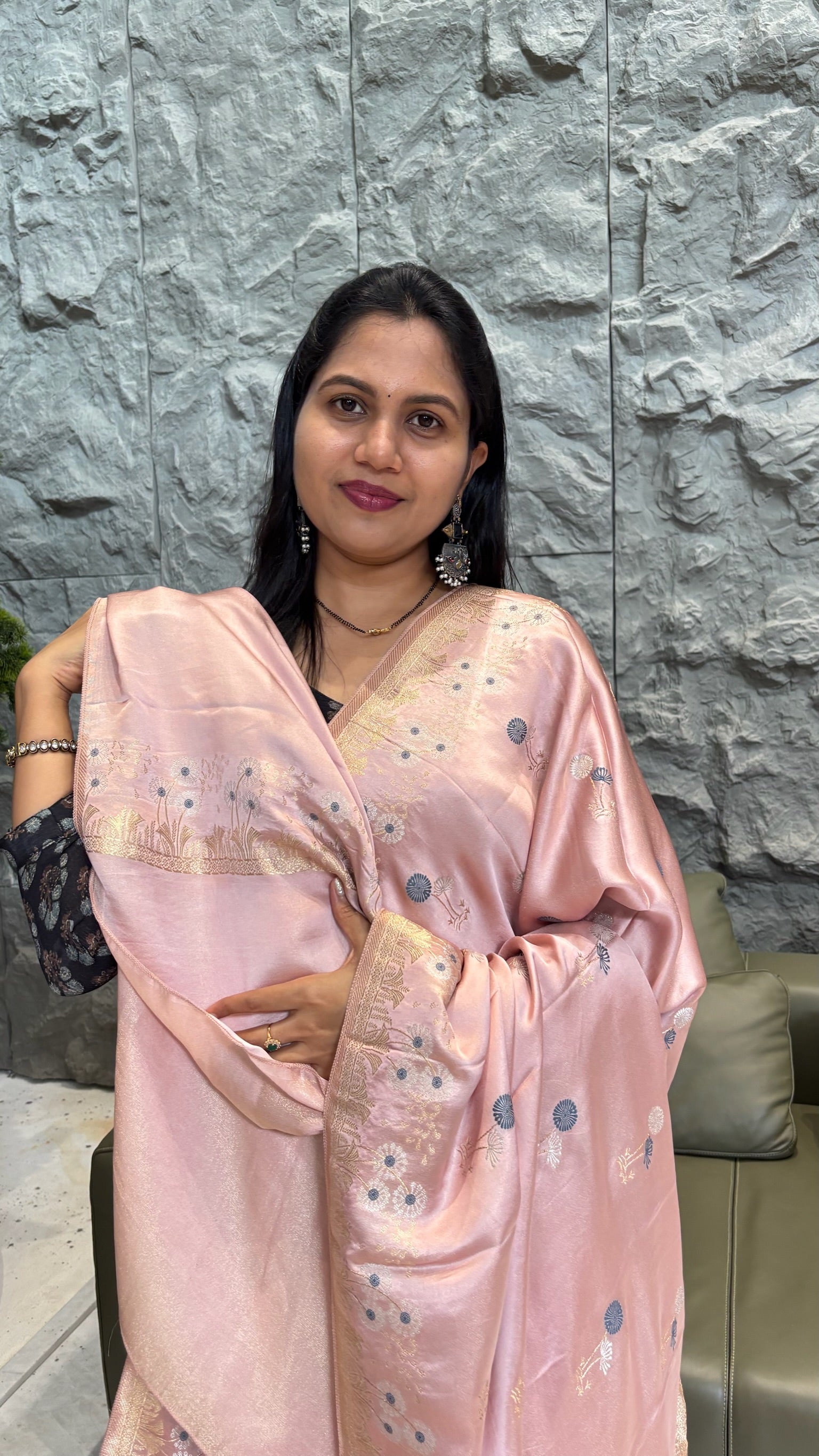 Pure Mashru silk peach