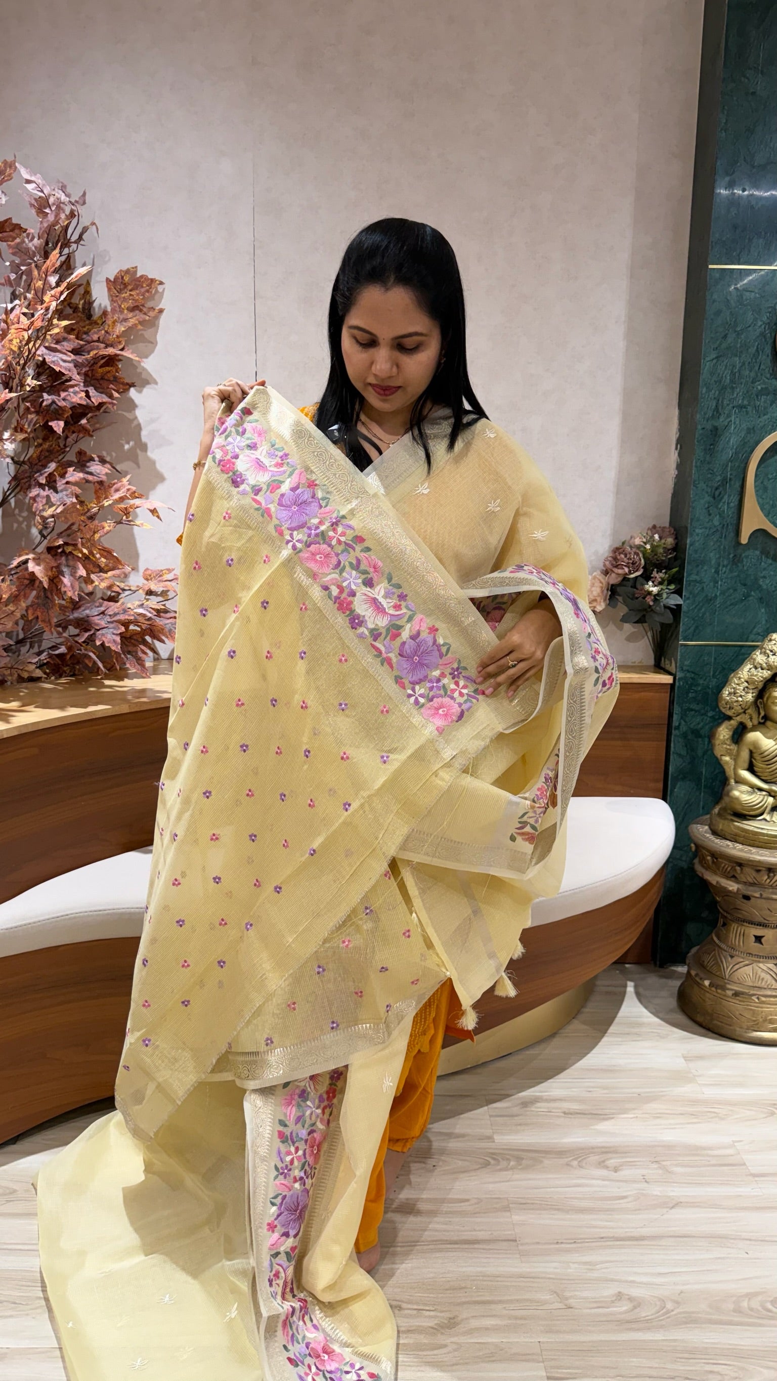 Kota embroidery yellow