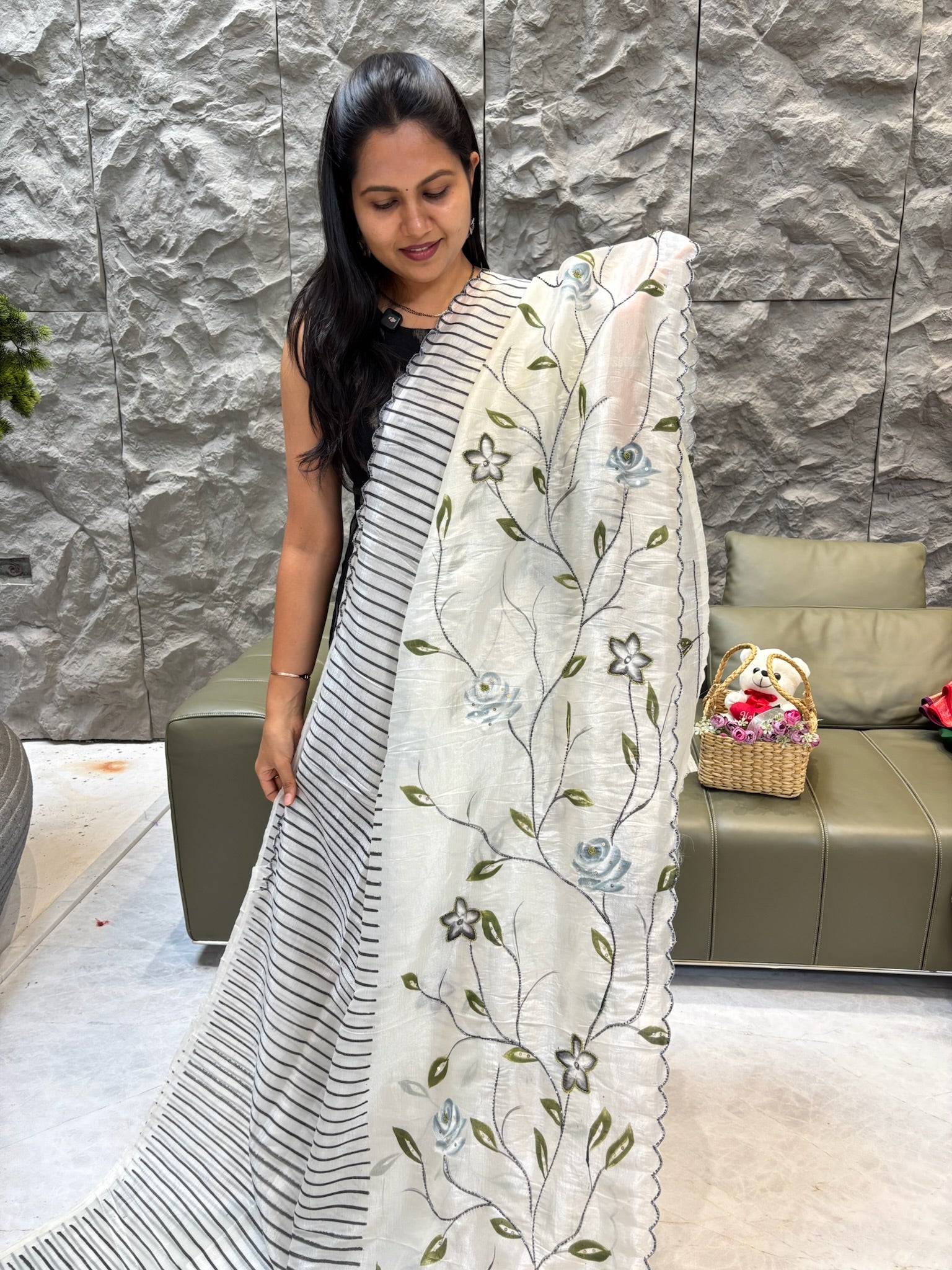 Fancy saree white