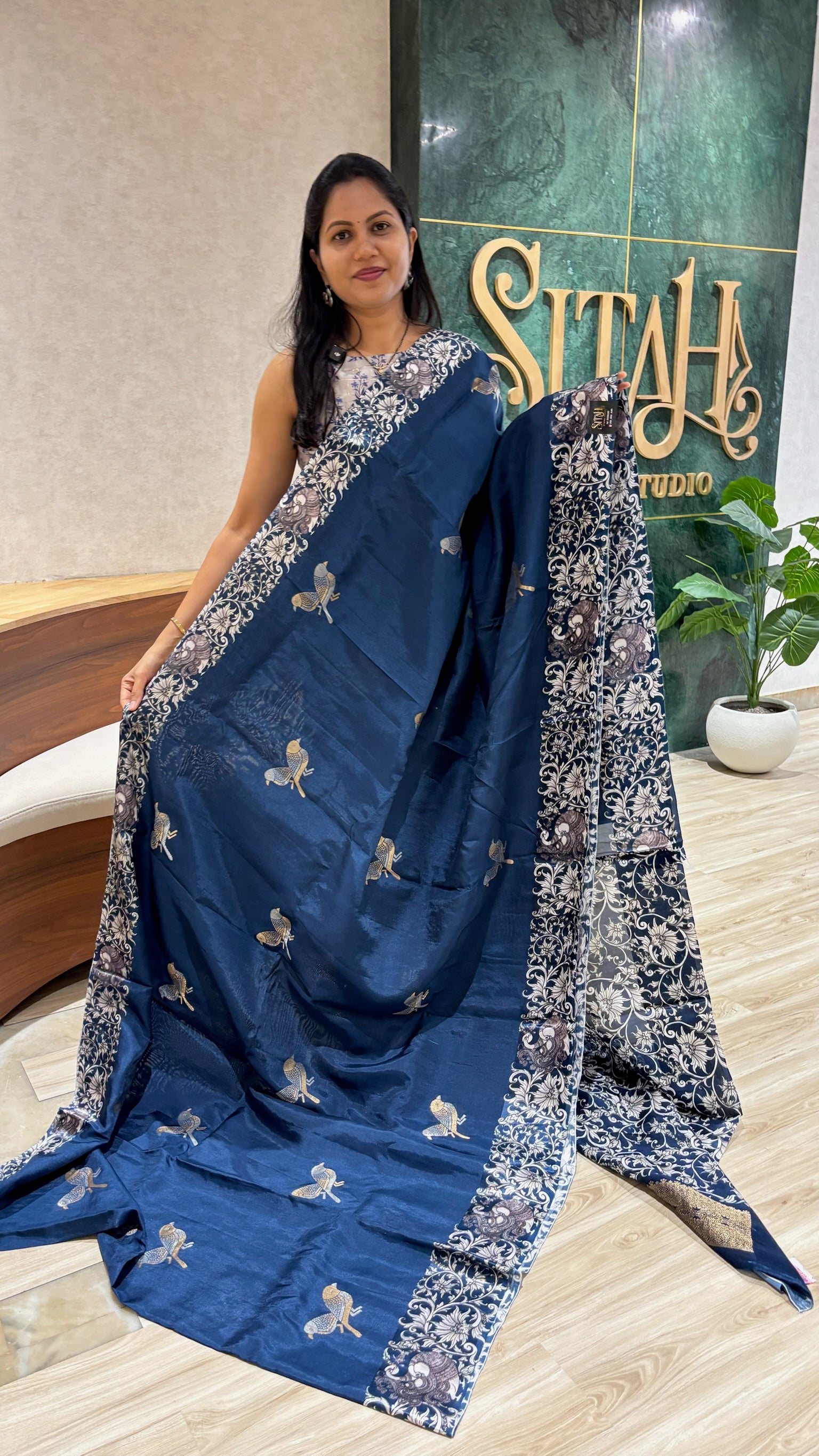 Viscose mashru navy blue