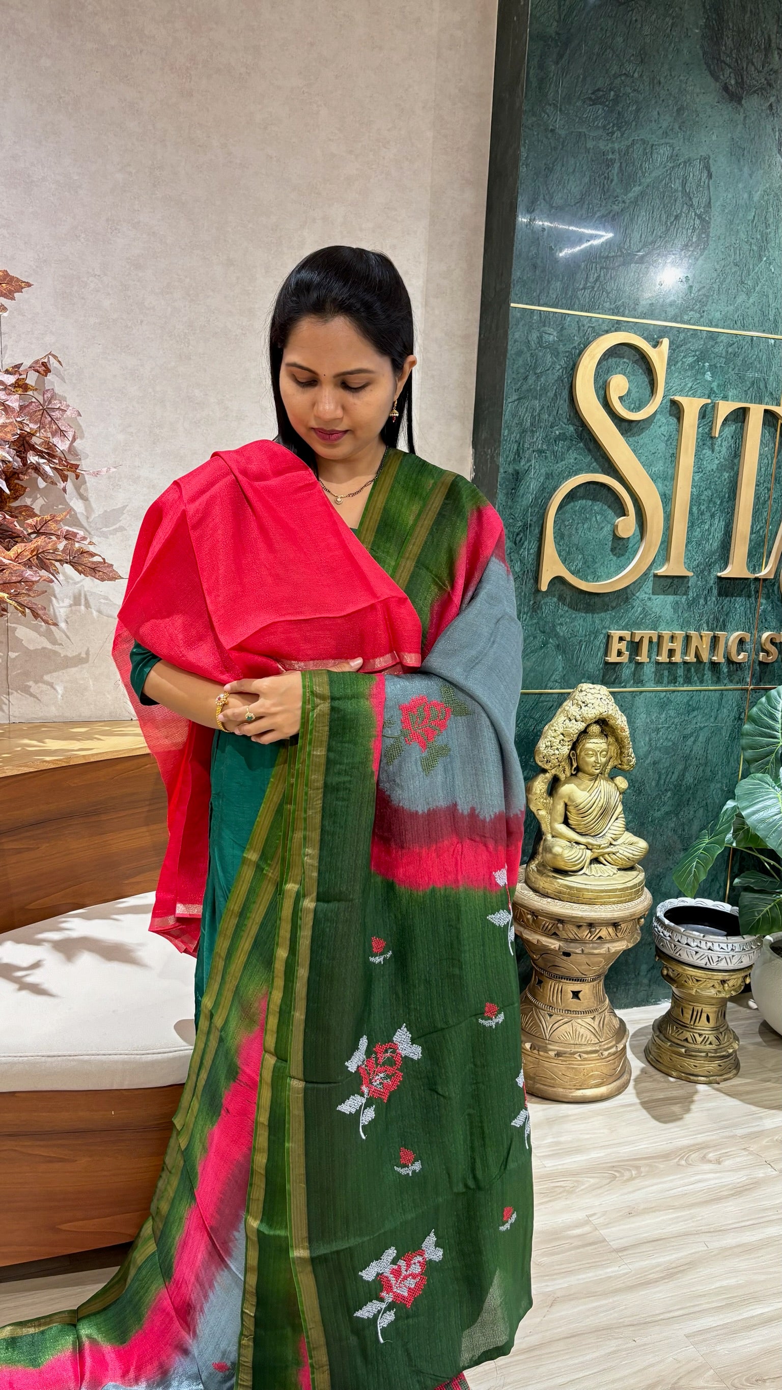 Jute silk saree