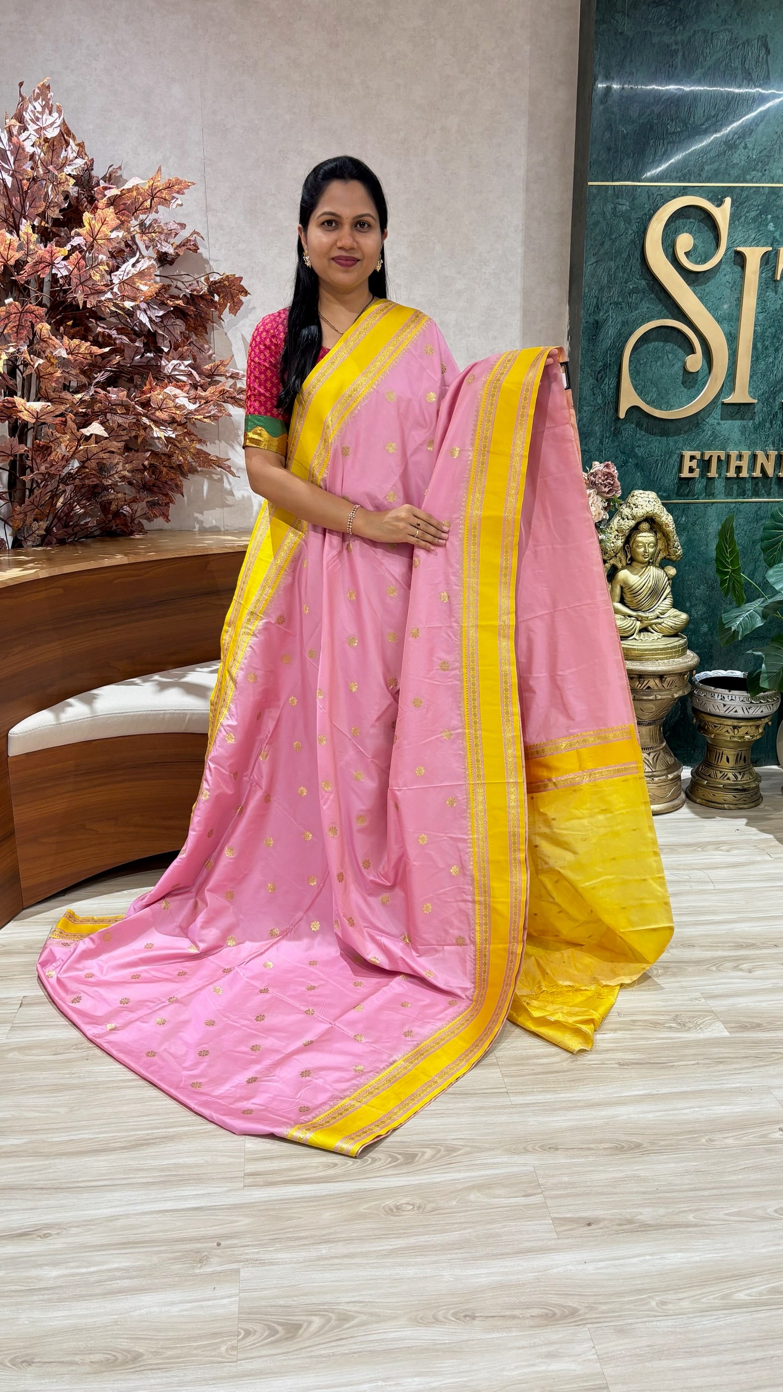 Fancy silk pink-yellow. Ready to ship