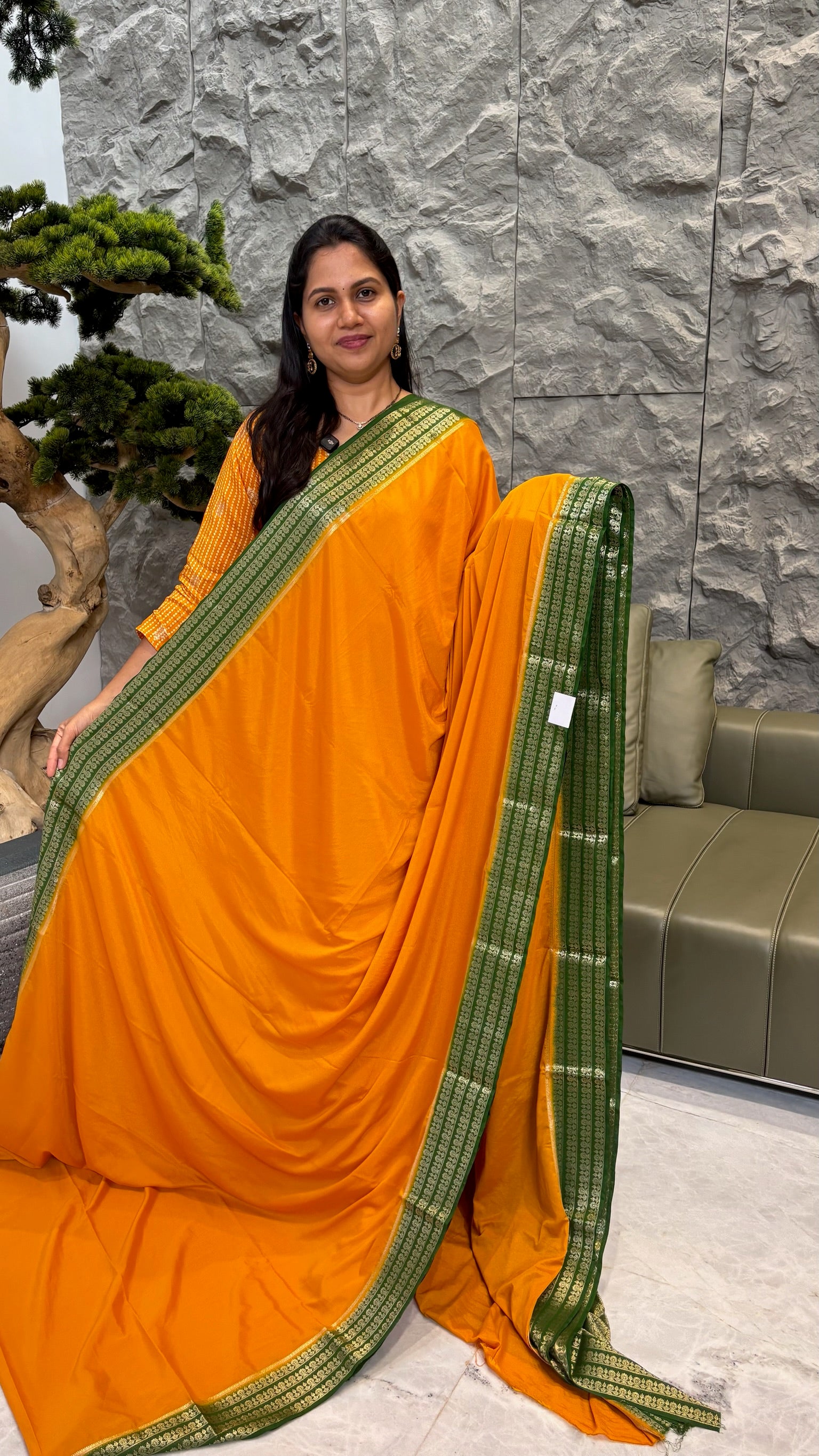 Mysore Crepe silk mustard yellow