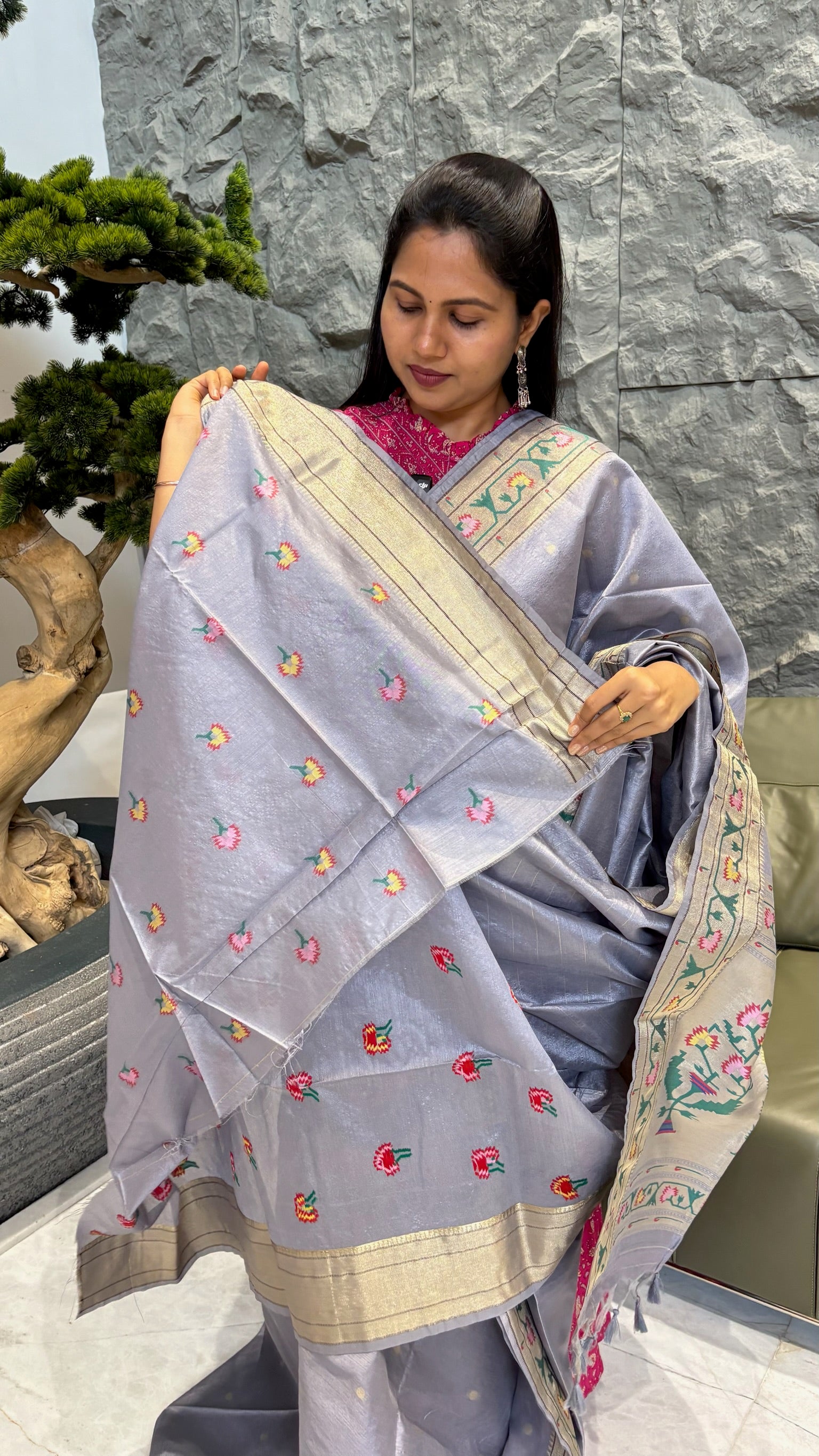 Tussar paithani lavender