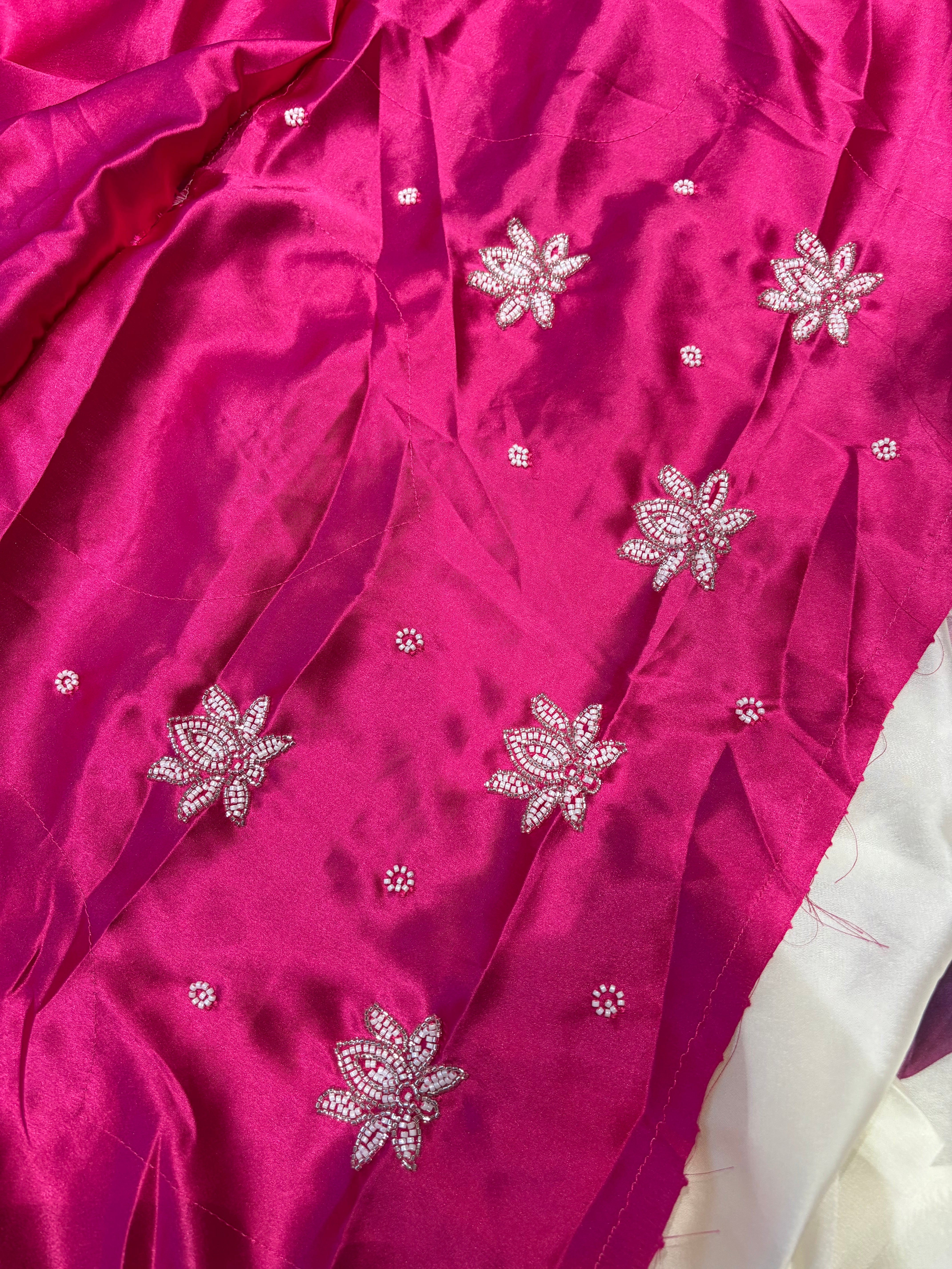 Pure georgette white-pink Jabili