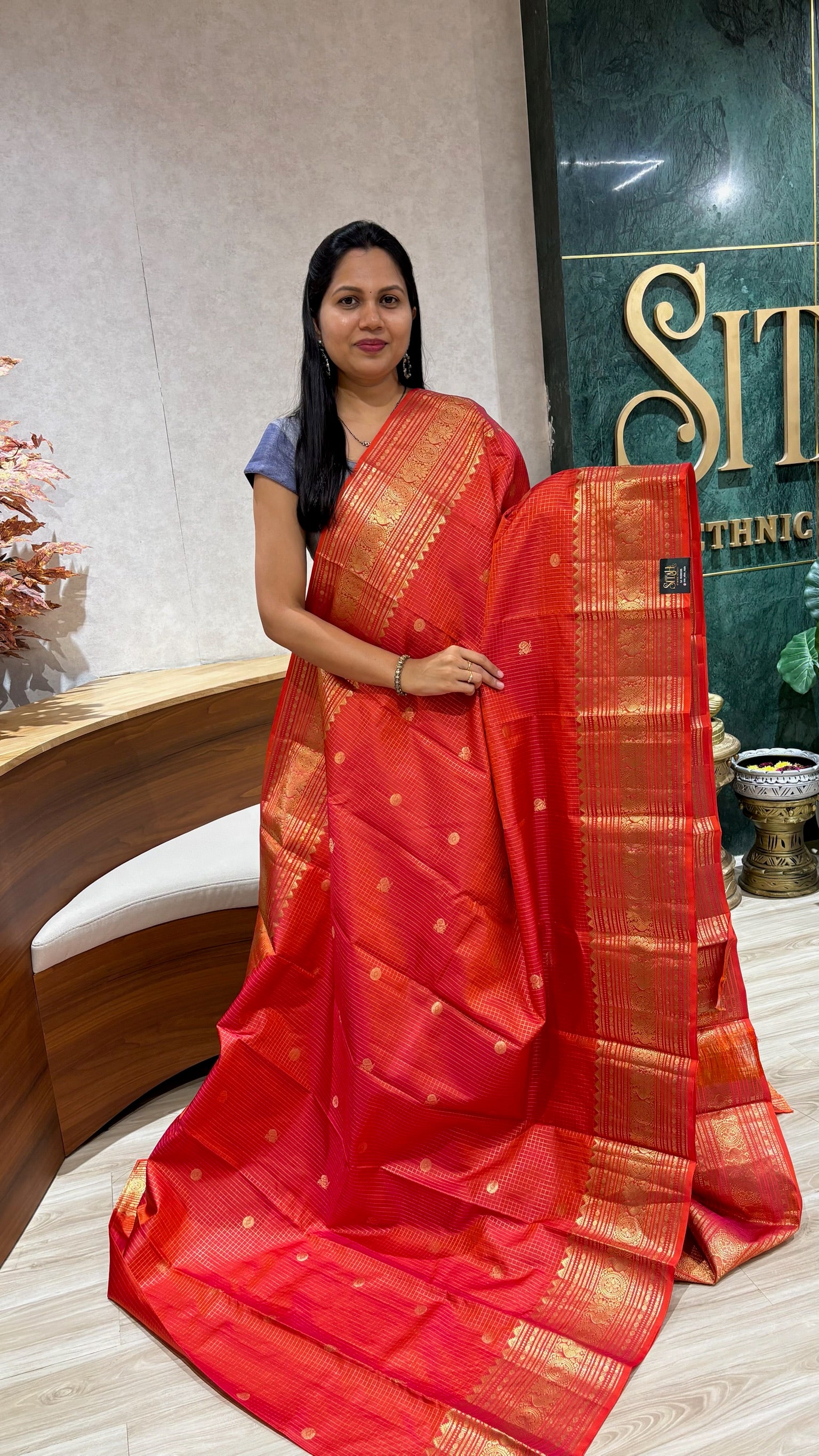 Handloom vintage kanchi orange