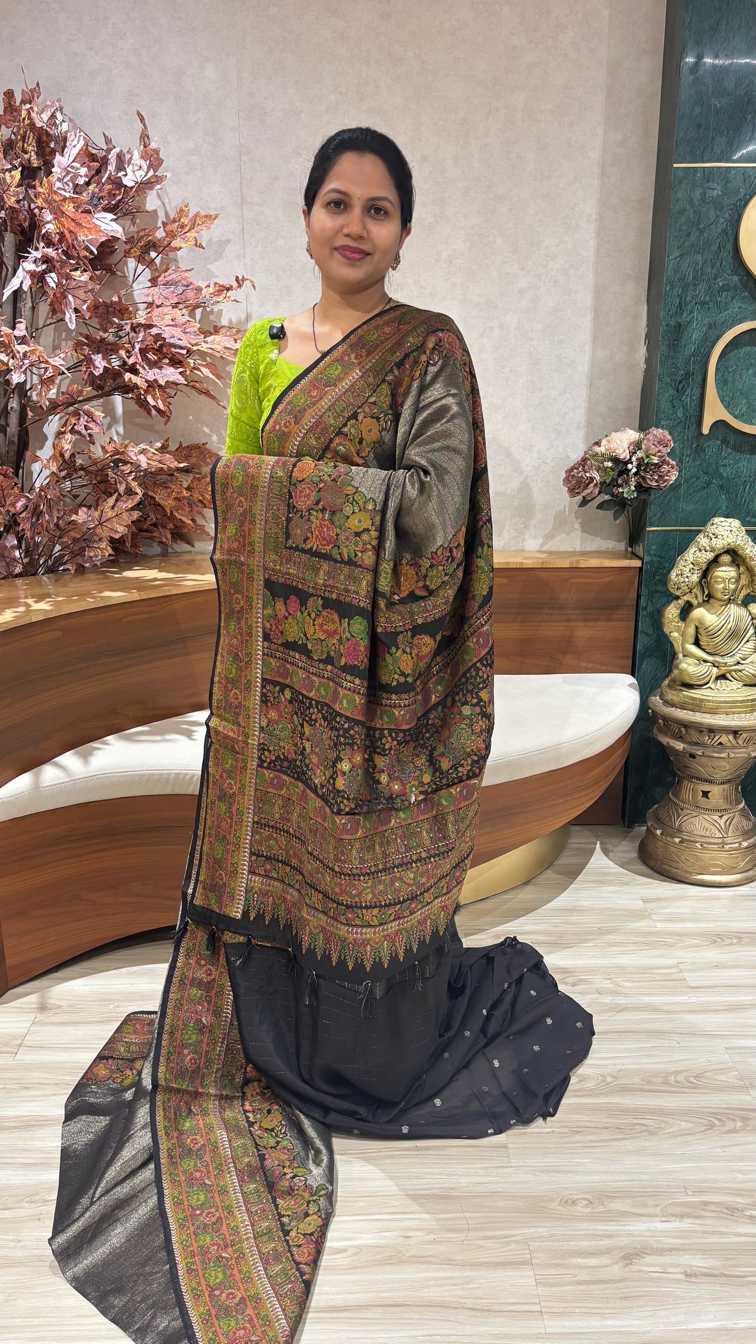 Tissue georgette meenakari