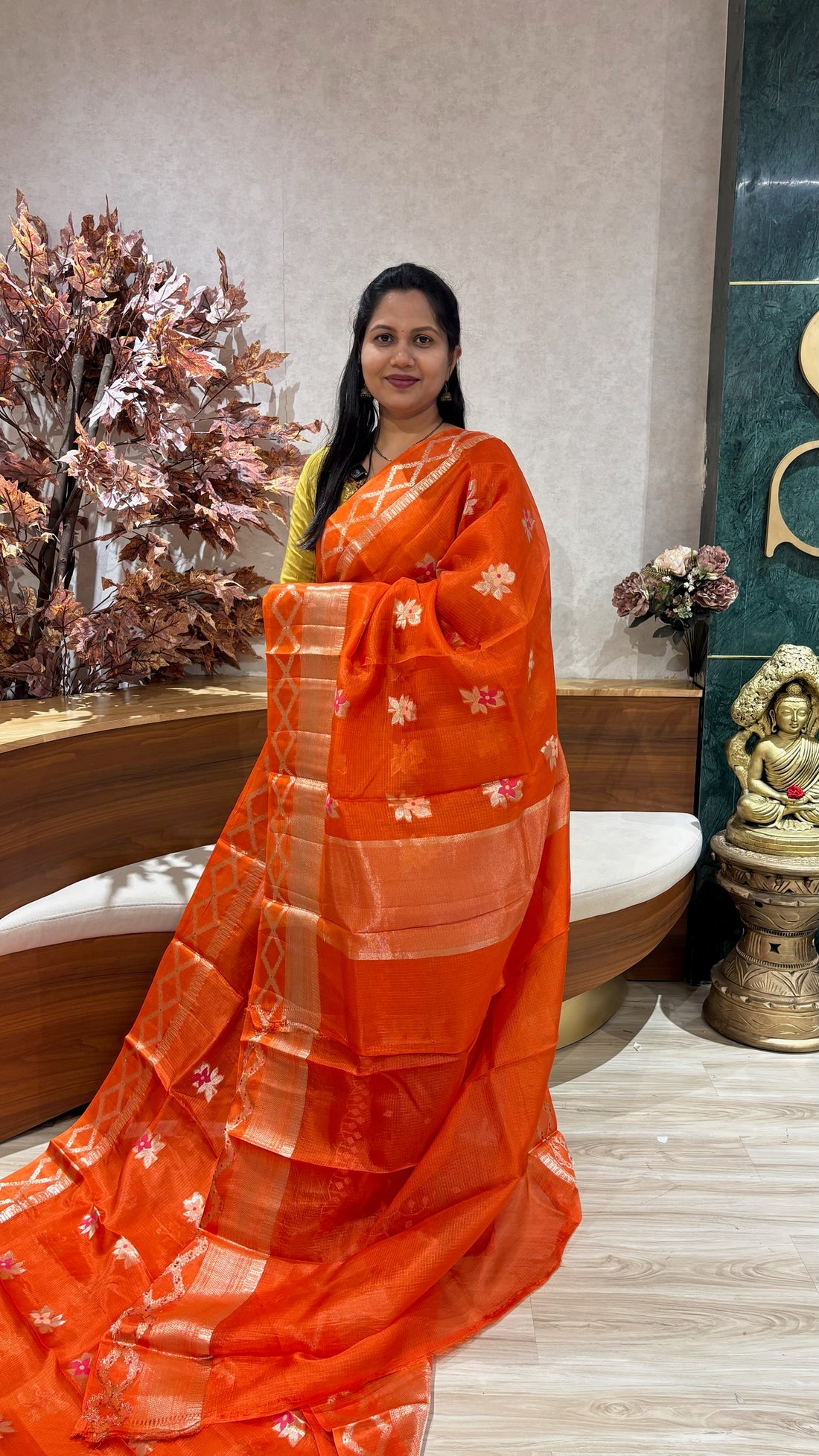kota silk weaving orange