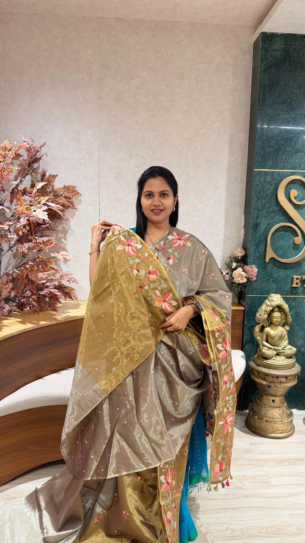 Designer tissue embroidery saree