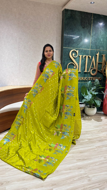 Paper silk mehndi green