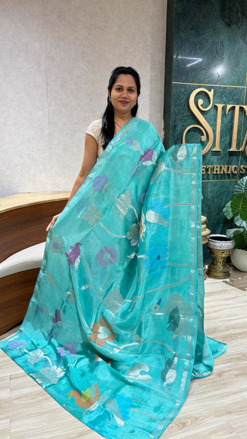 Paper silk swan all over skyblue