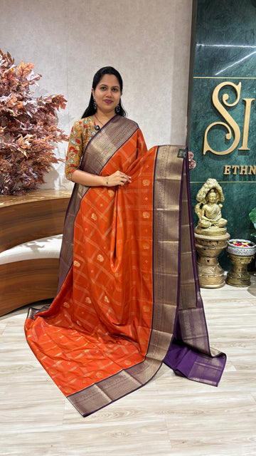 Semi kanchi rust purple