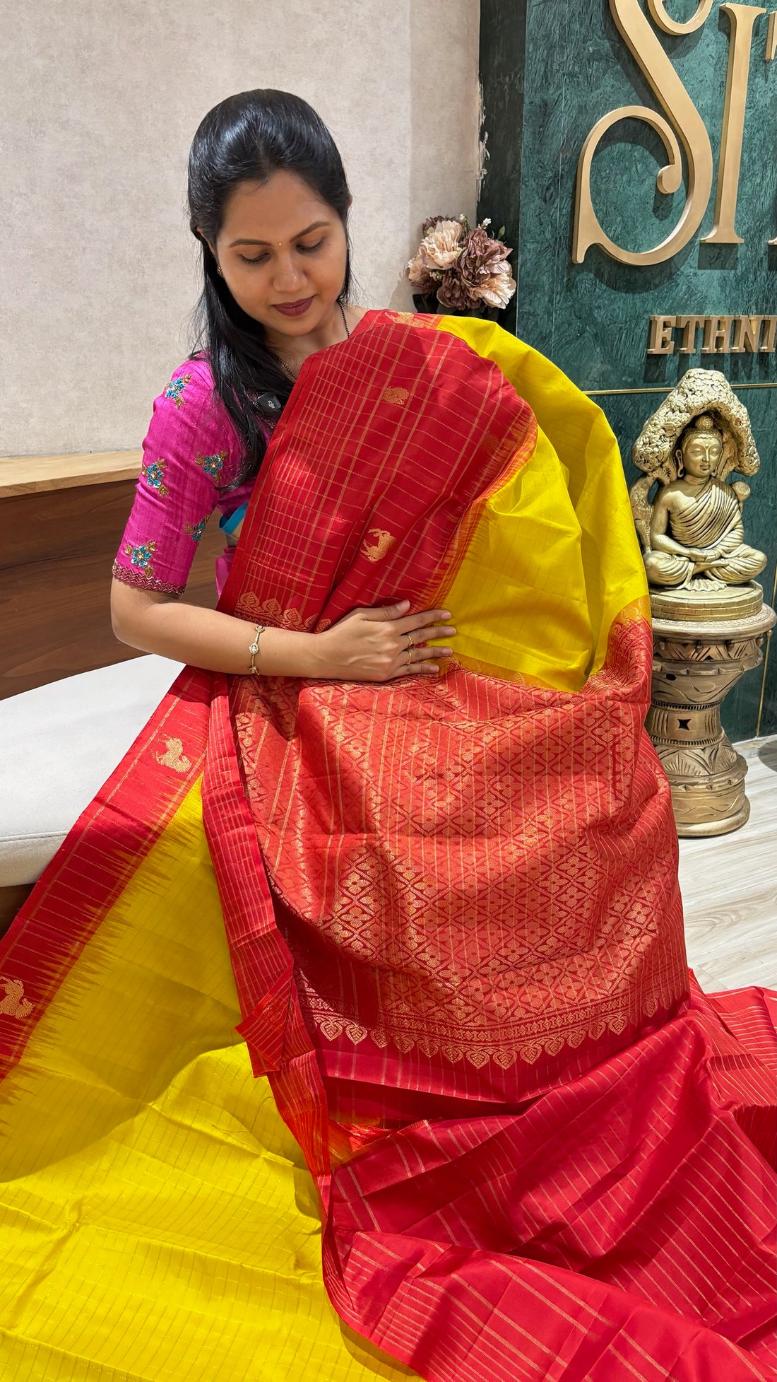 Handloom kanchi pattu yellow