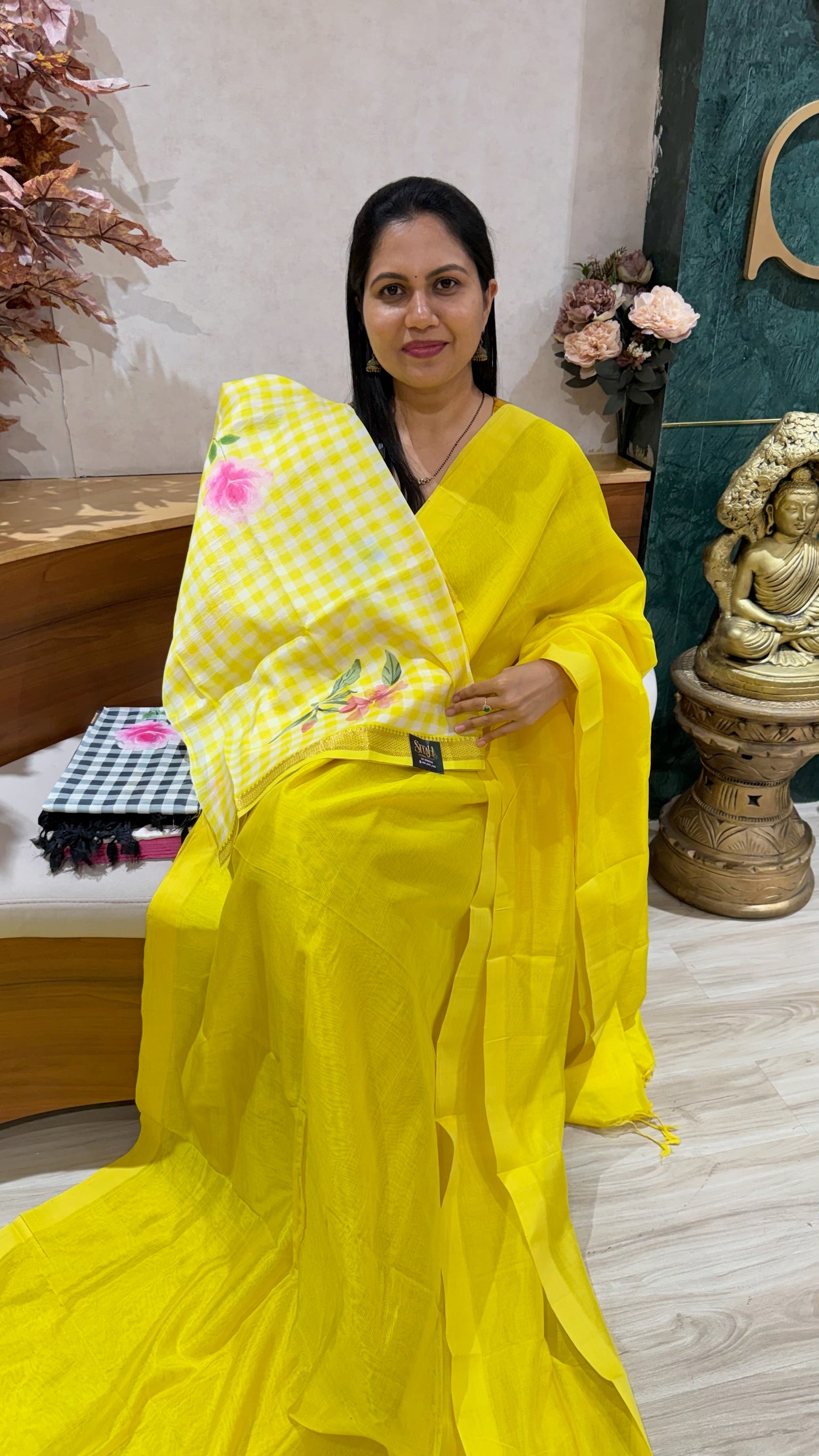 Mangalgiri pattu digital print yellow