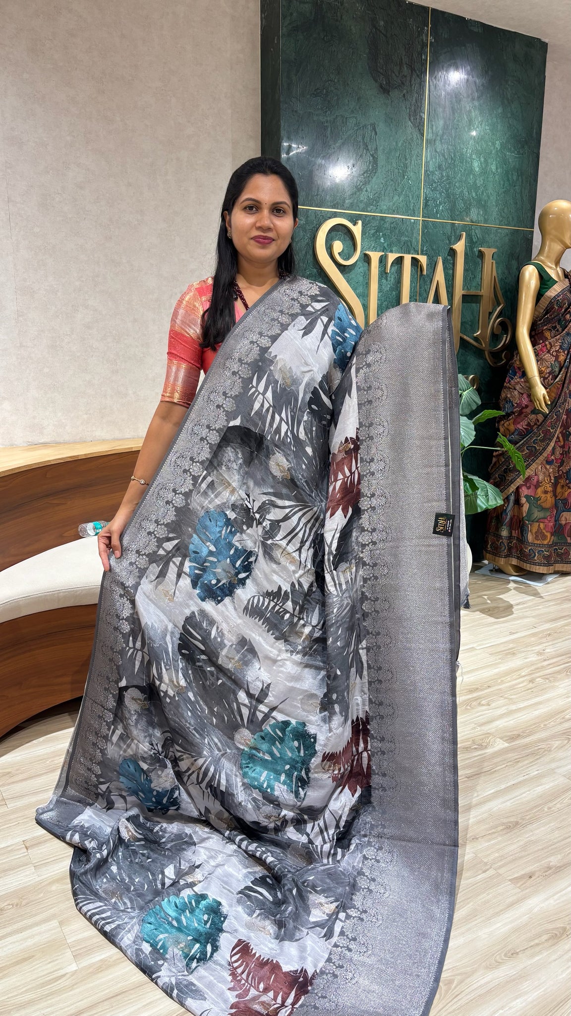 Mashru georgette grey