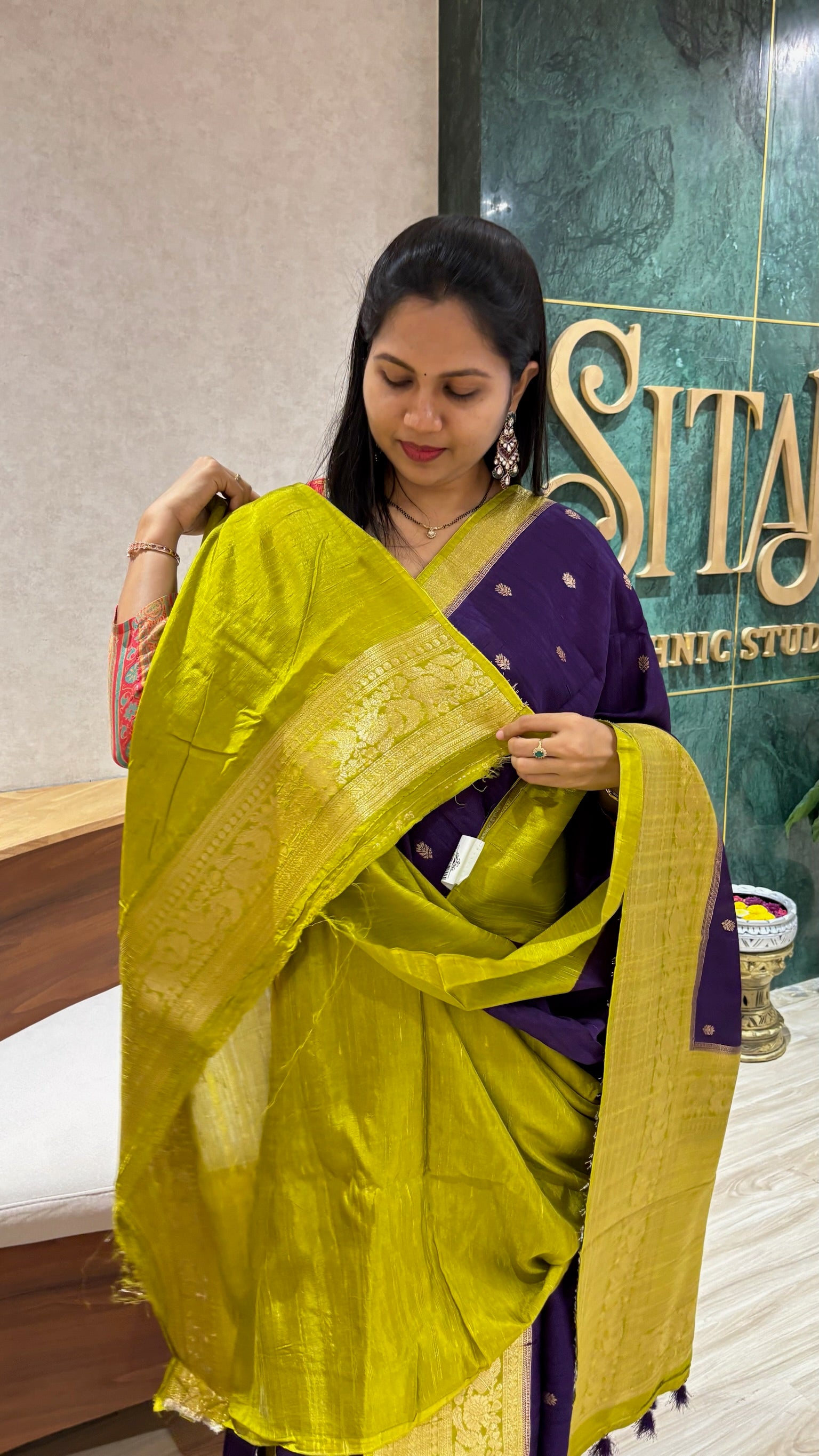 Raw silk saree purple