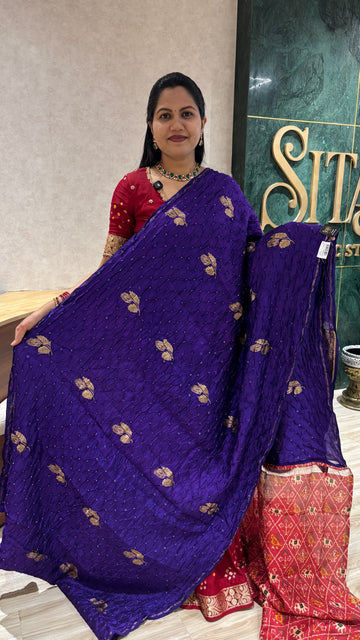 Pure bandhini silk purple