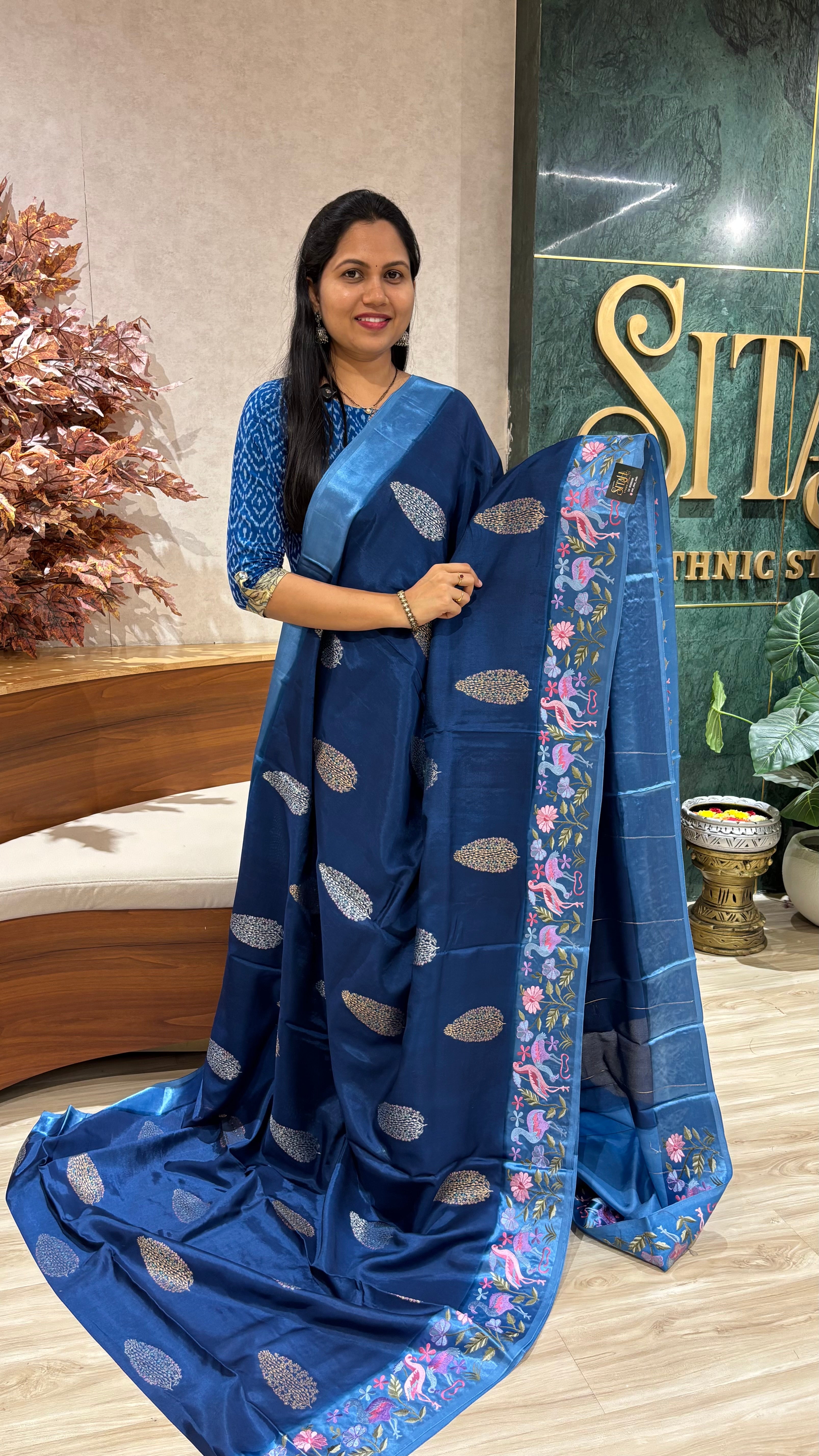 Russian silk mashru work borders