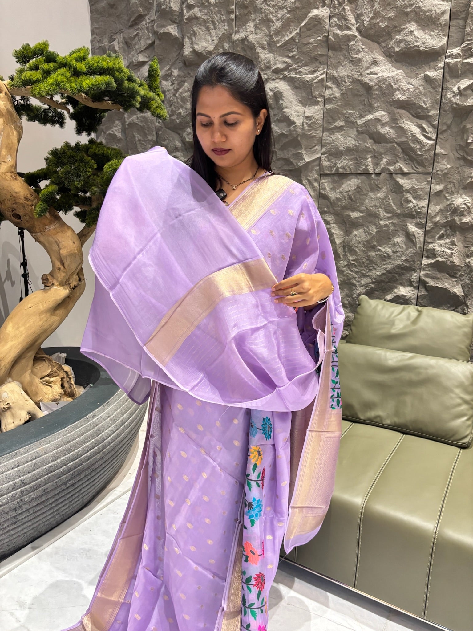 Crepe organza saree
