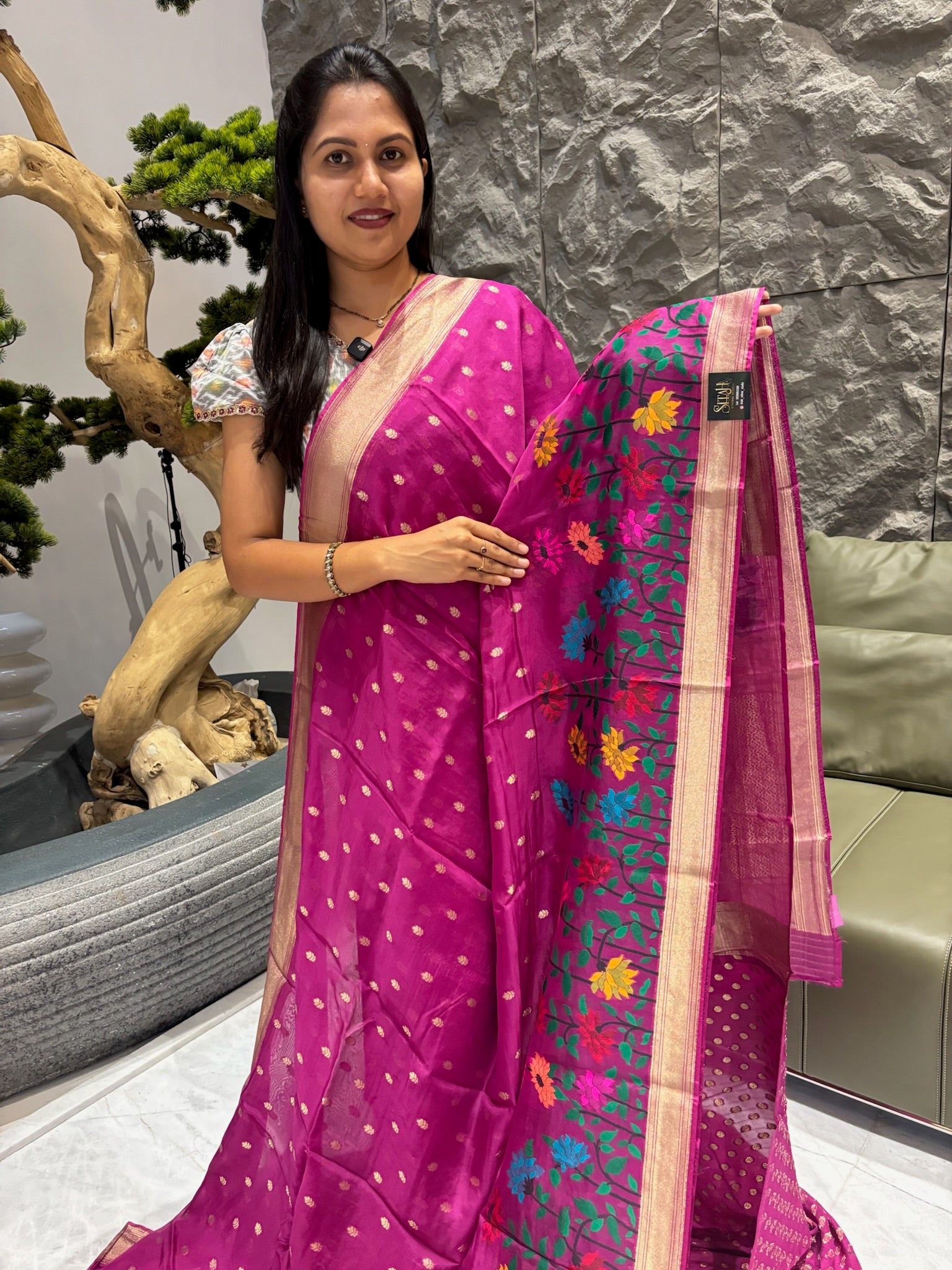 Crepe organza saree