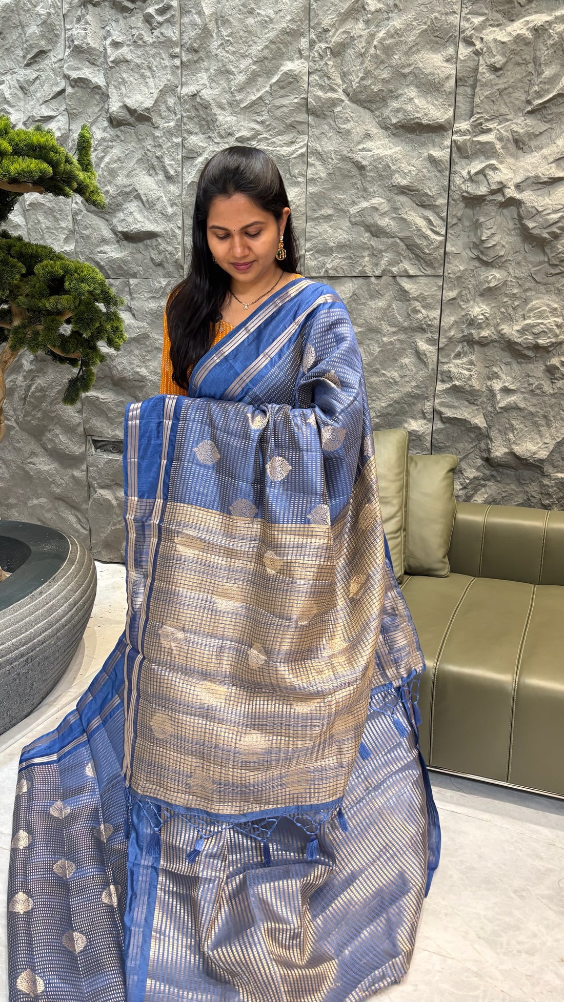 Budget mango pattu blue