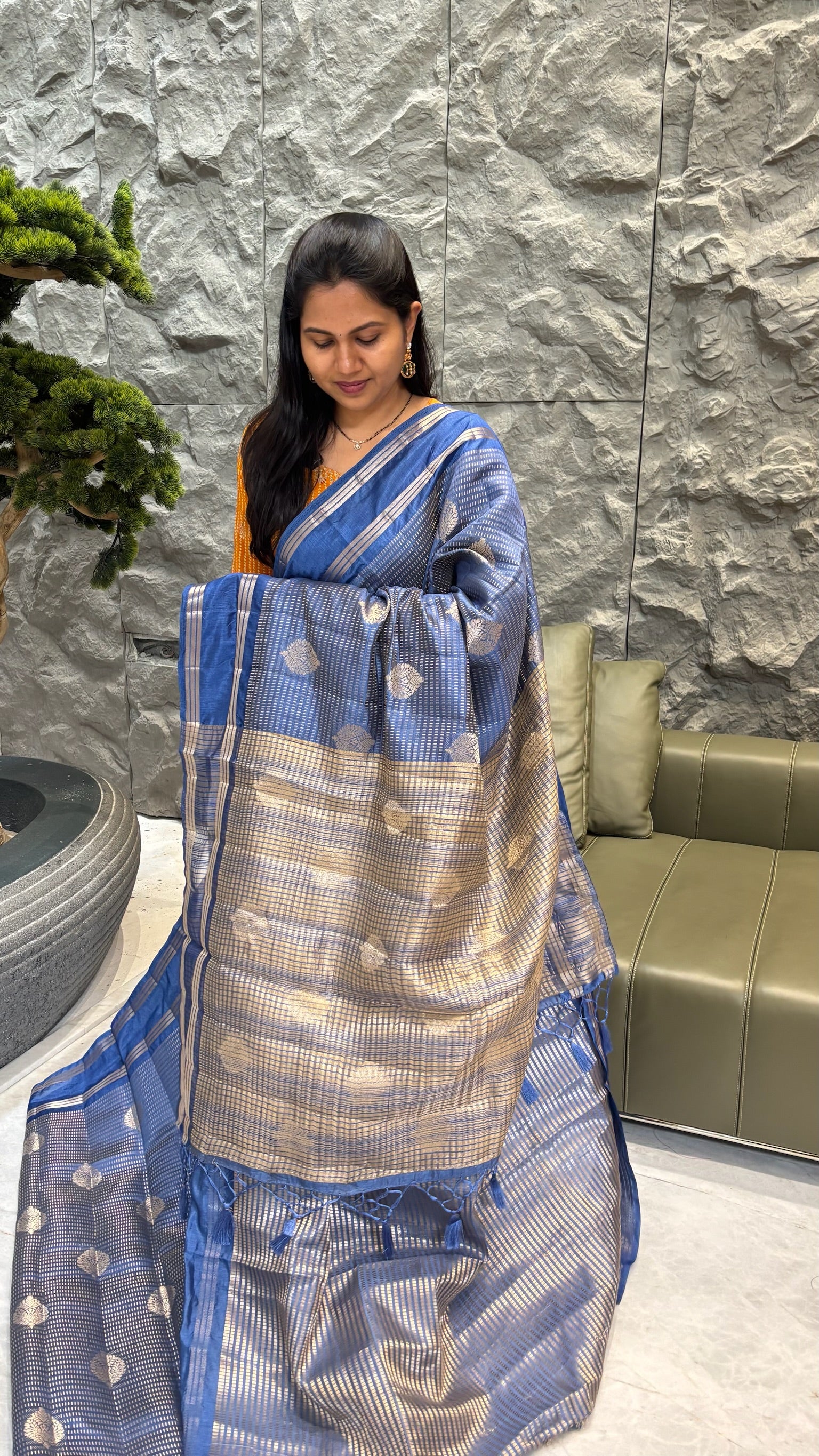 Budget mango pattu blue