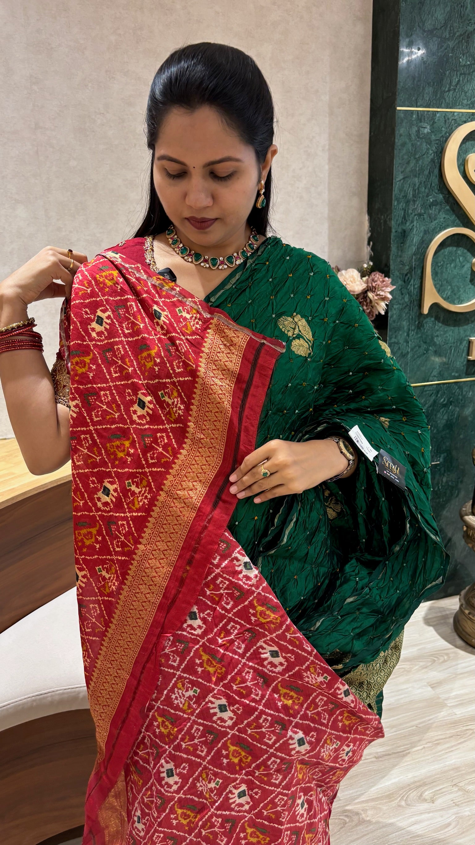 Pure bandhini silk green