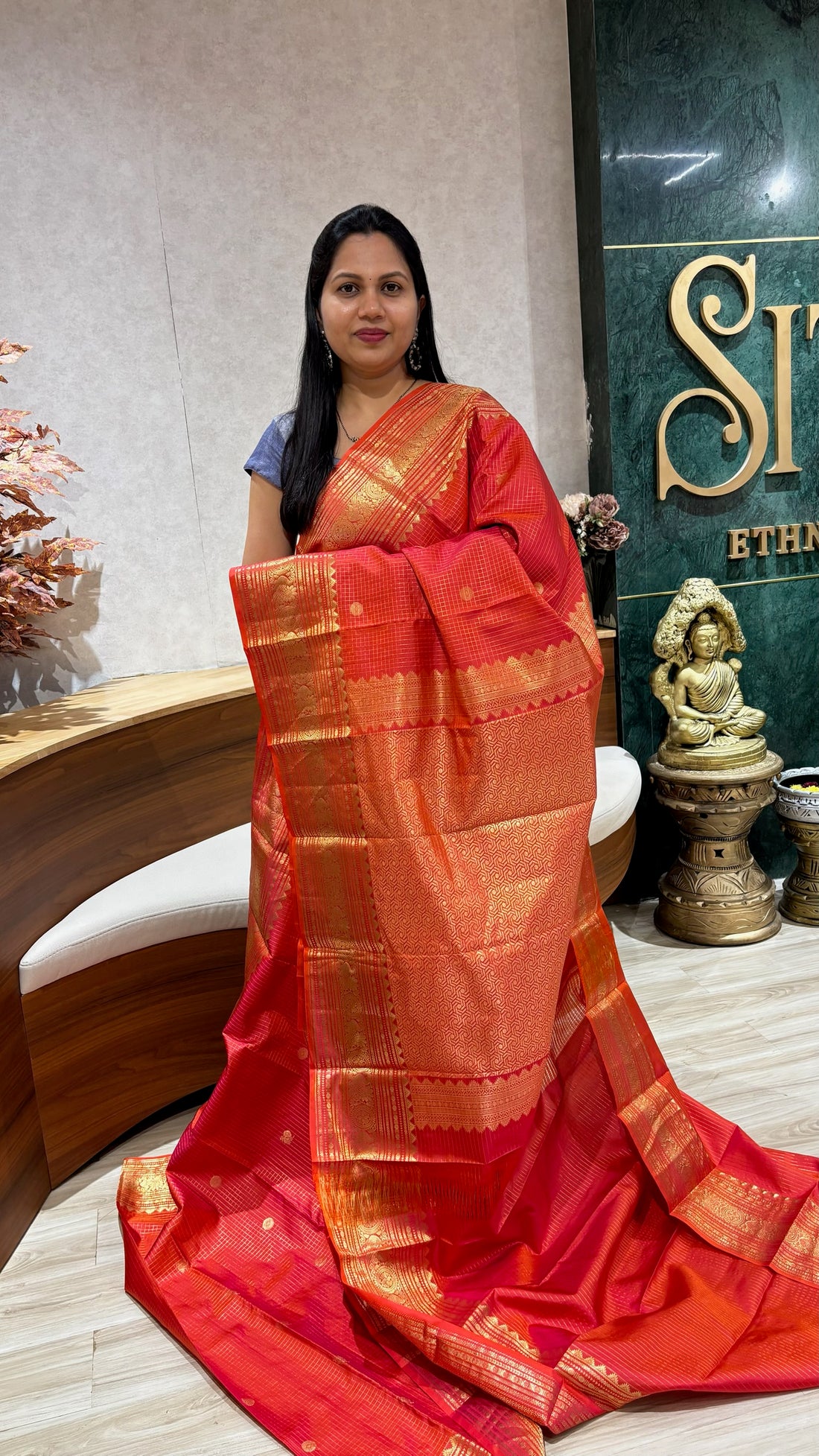 Handloom vintage kanchi orange