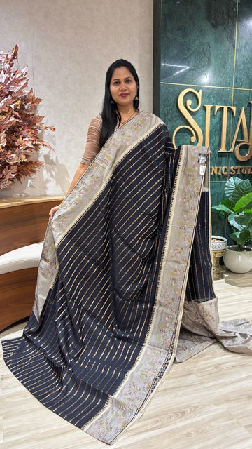 Handloom munga silk with embroidery
