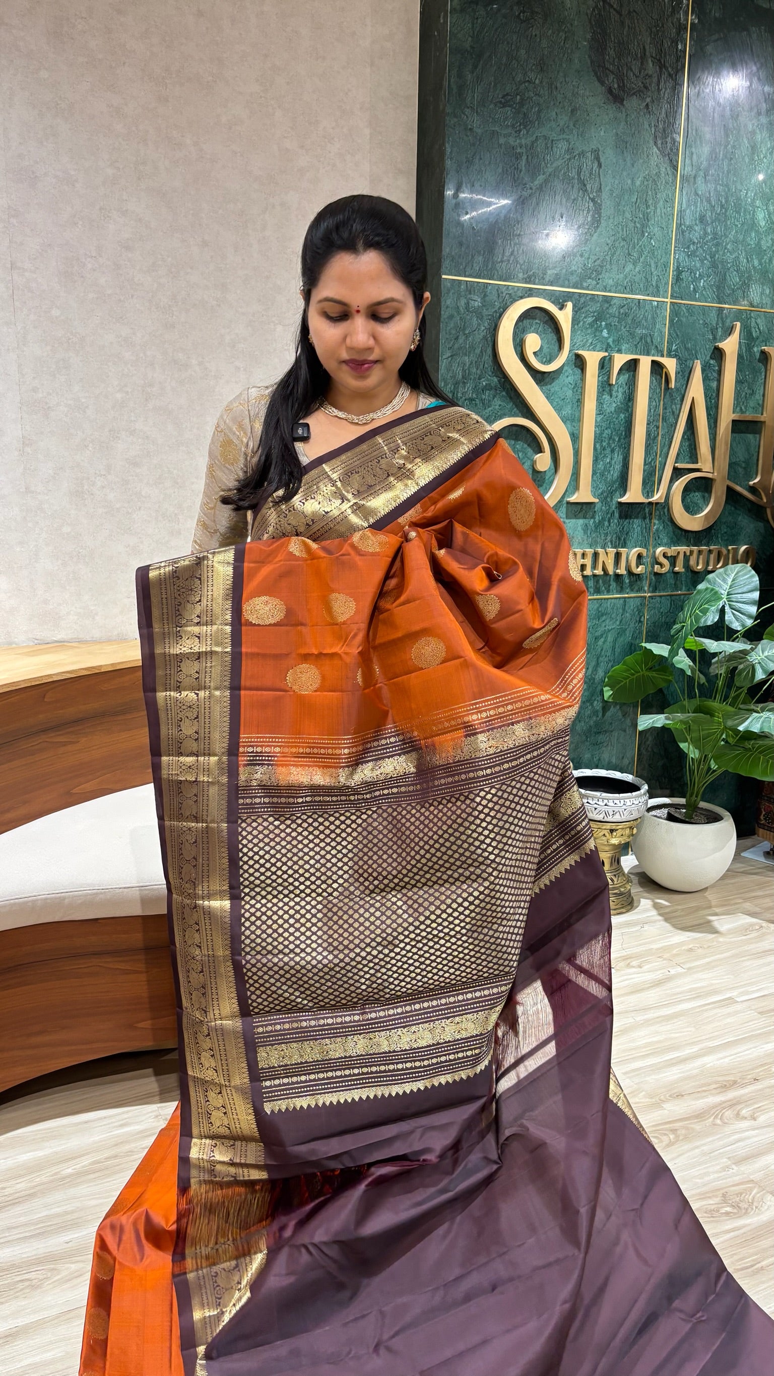 Handloom Kanchi pattu rust