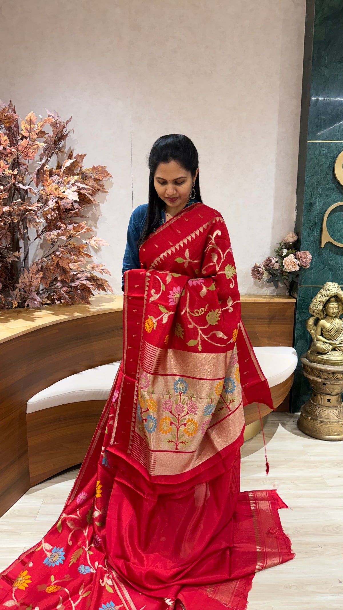 Kosa silk jhamdani red