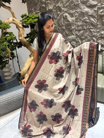 Grey black fancy saree