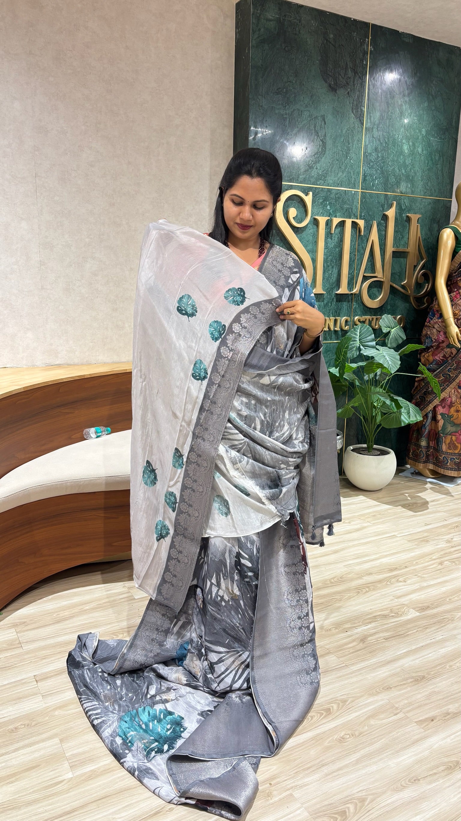 Mashru georgette grey