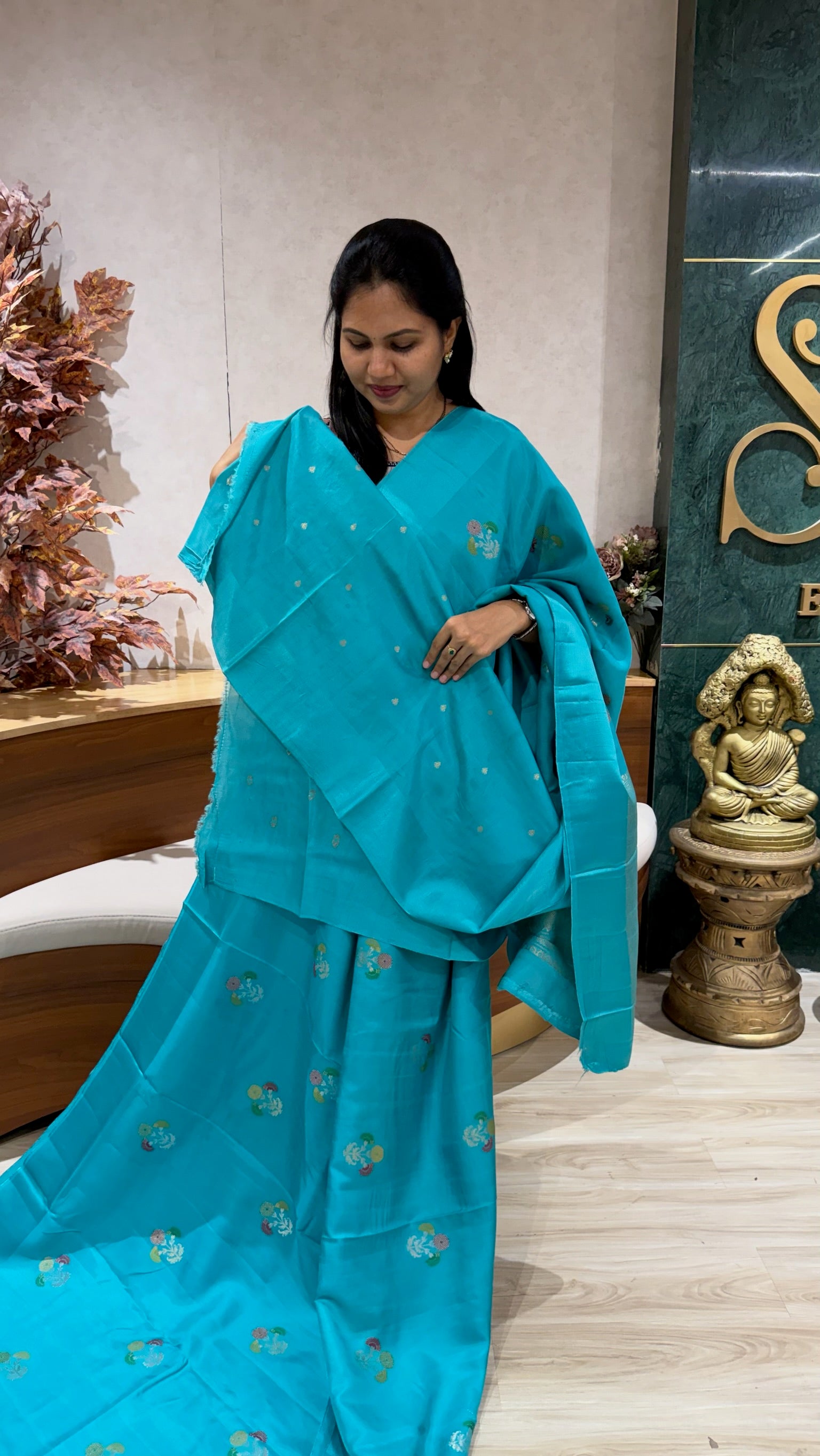 Fancy tussar sea blue