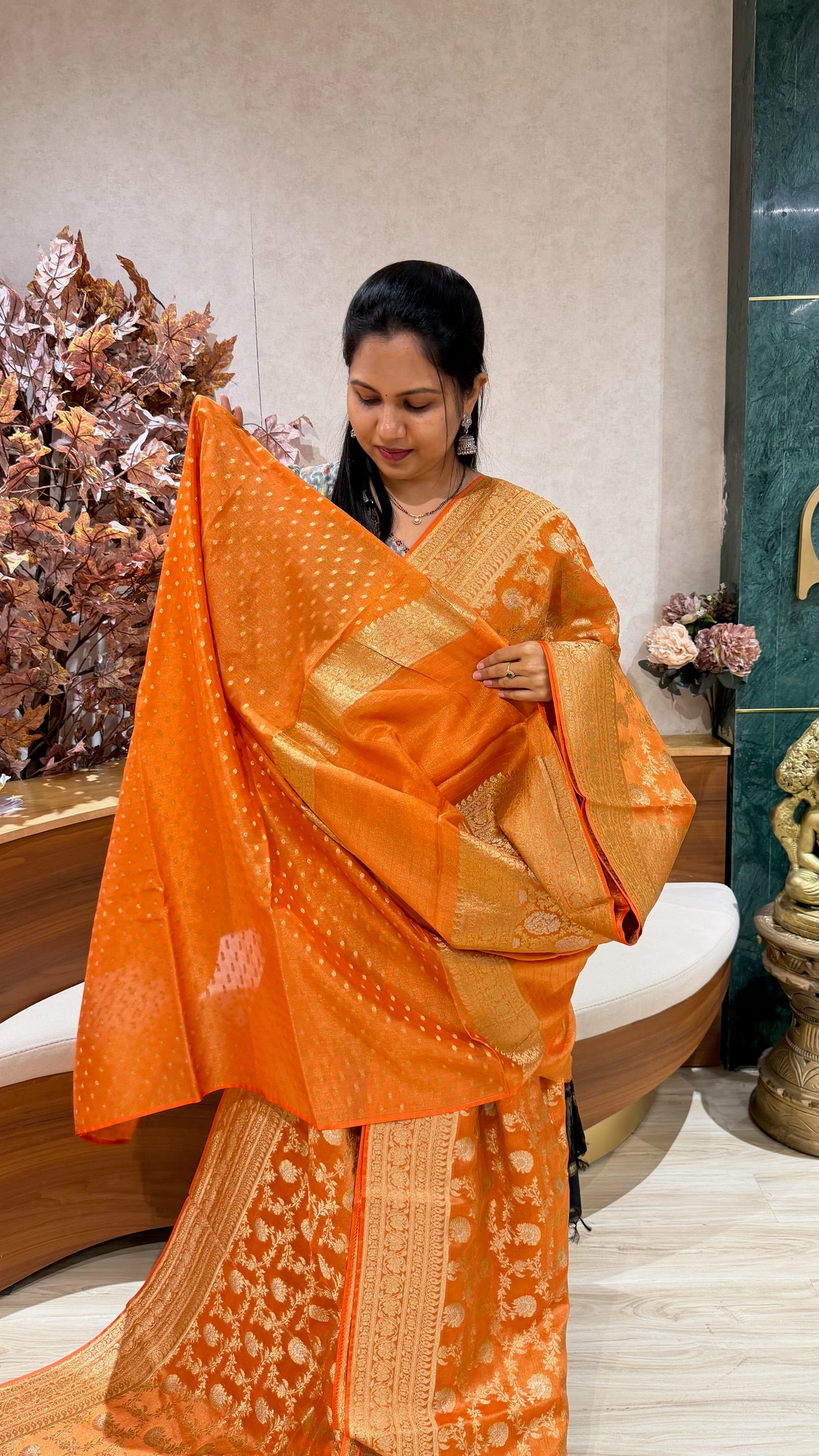 Tissue banaras all over orange