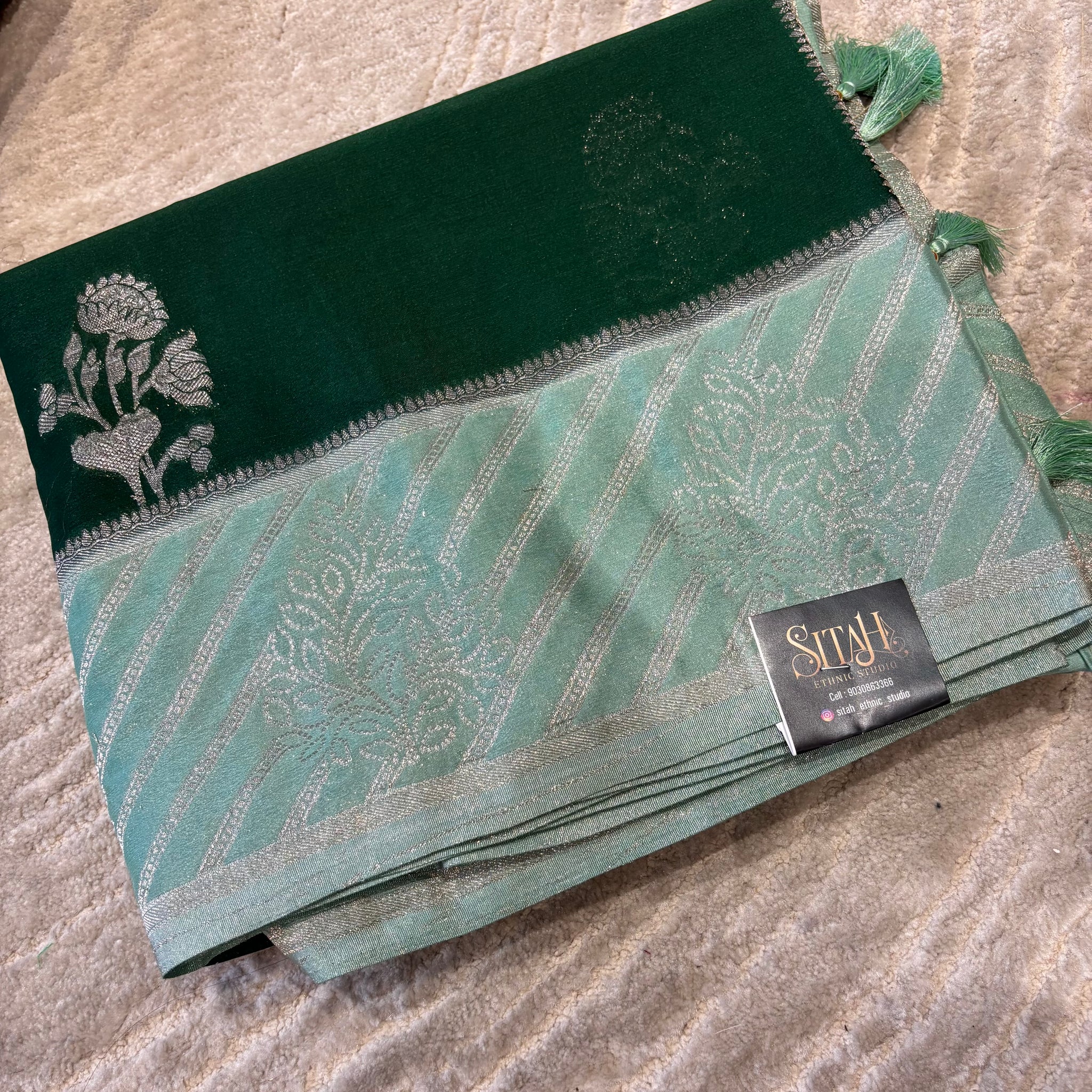 Georgette banaras green