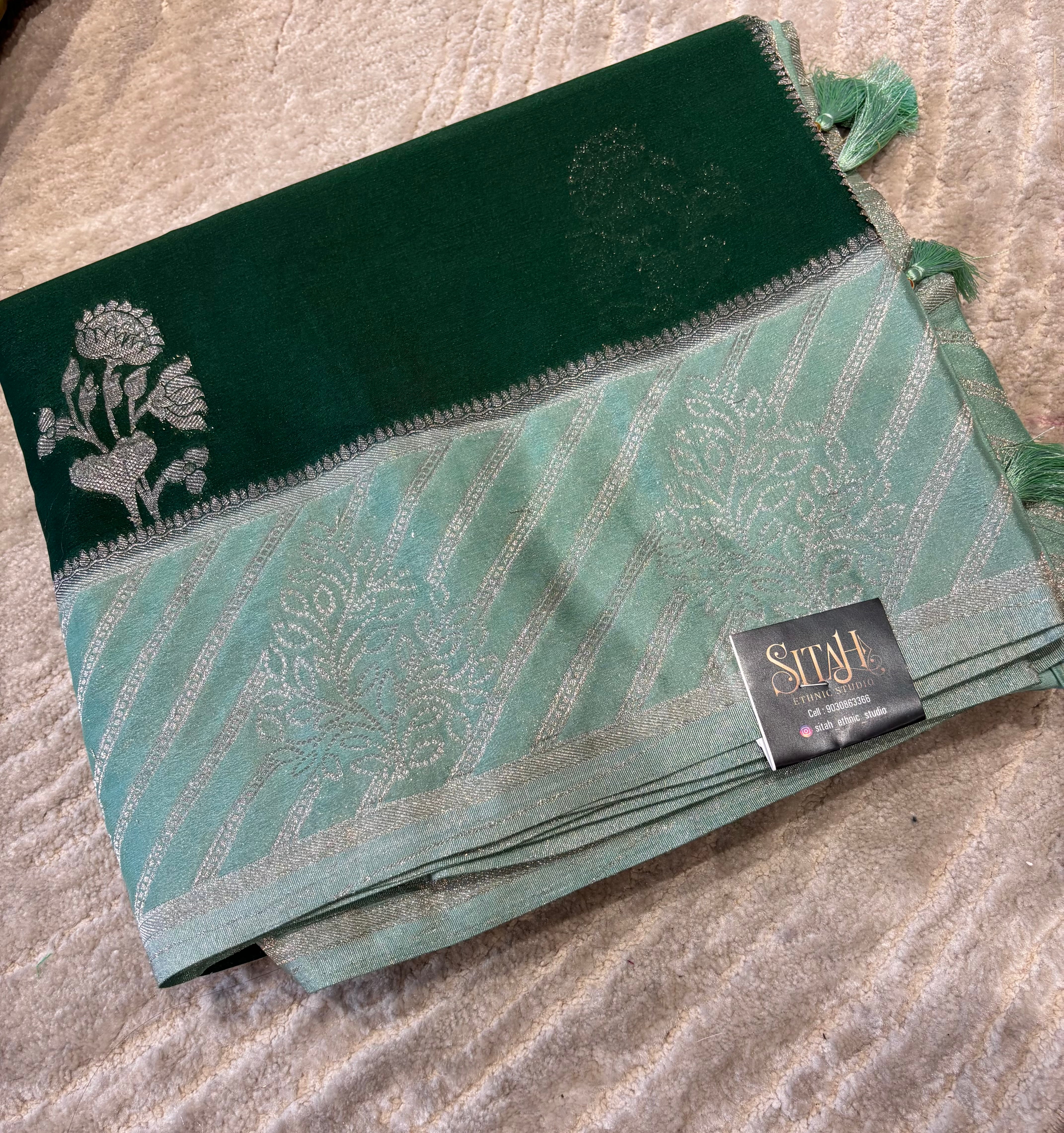 Georgette banaras green