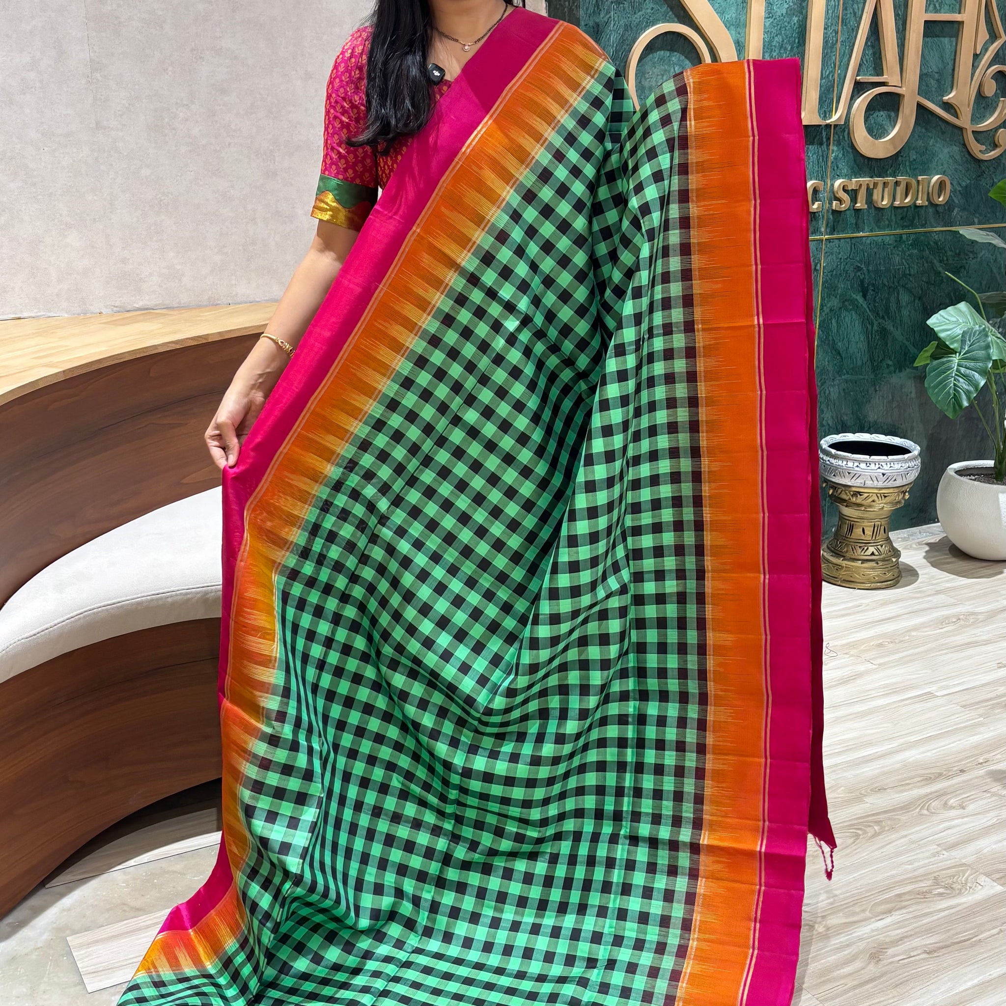 Designer handloom kanchi checks