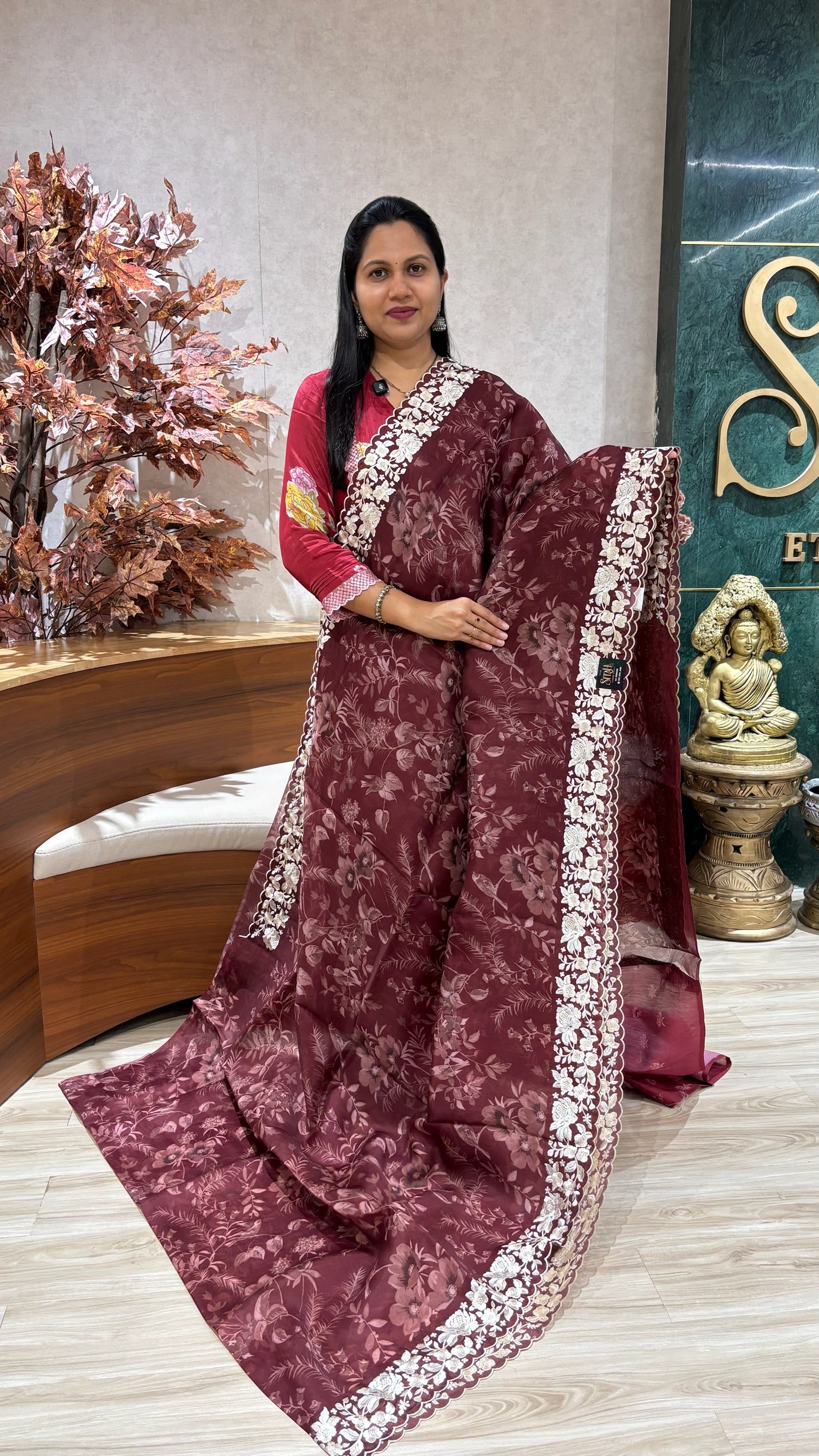 Printed organza parsi border