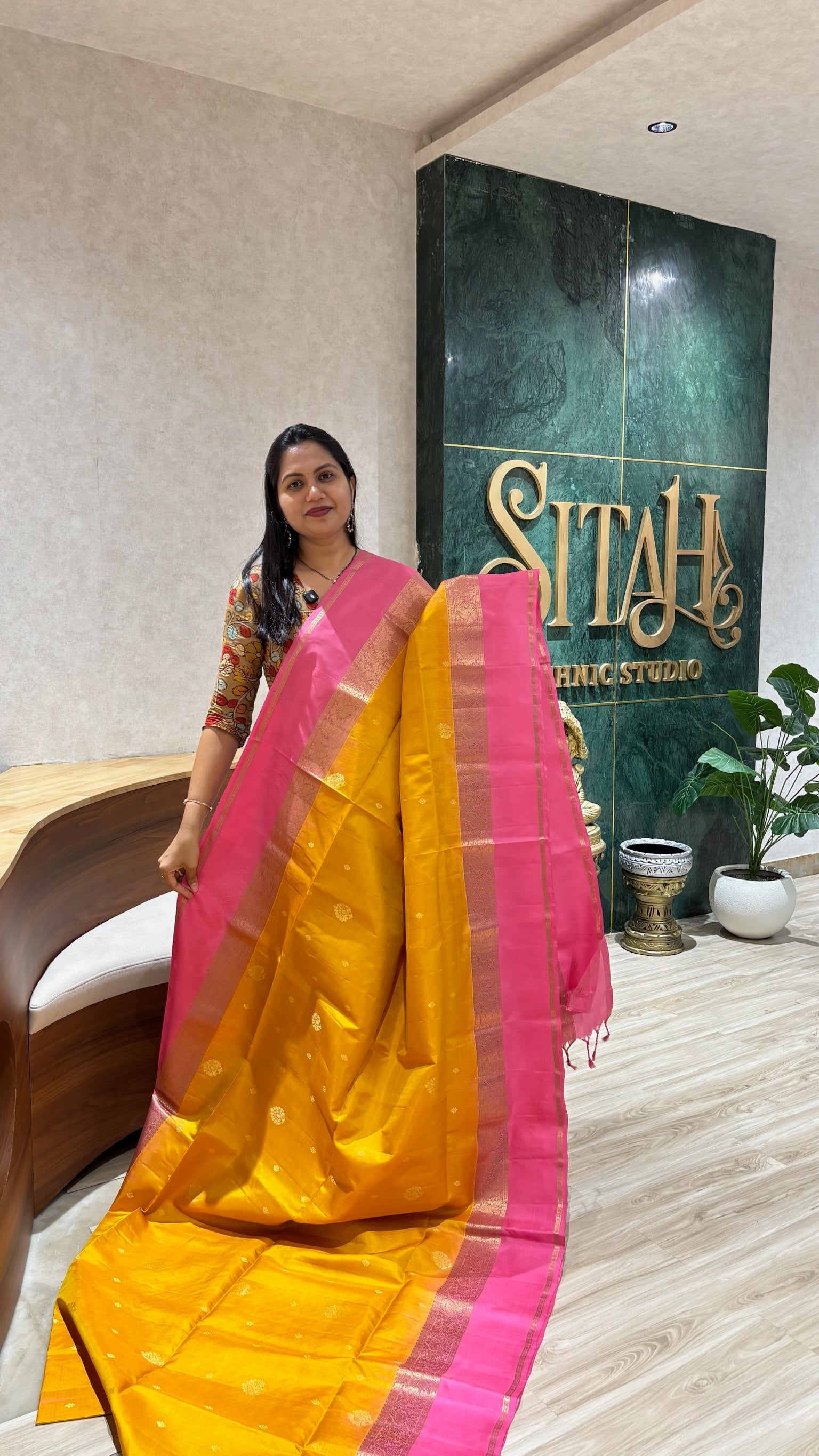 Handloom kanchi yellow